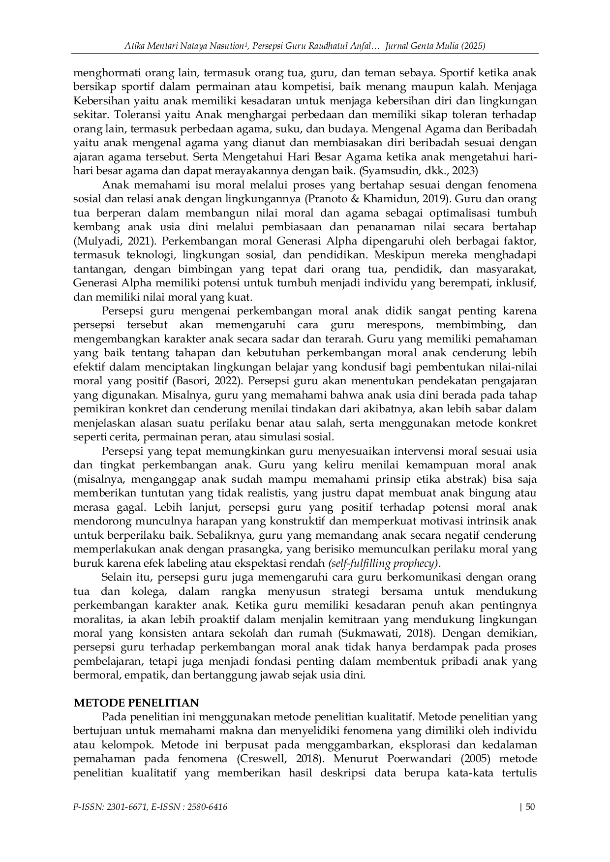 JURIS Persepsi Guru Raudhatul Anfal Terhadap Perkembangan Moral Generasi Alpha Usia Dini