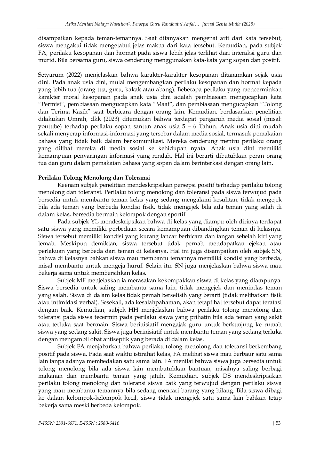 JURIS Persepsi Guru Raudhatul Anfal Terhadap Perkembangan Moral Generasi Alpha Usia Dini