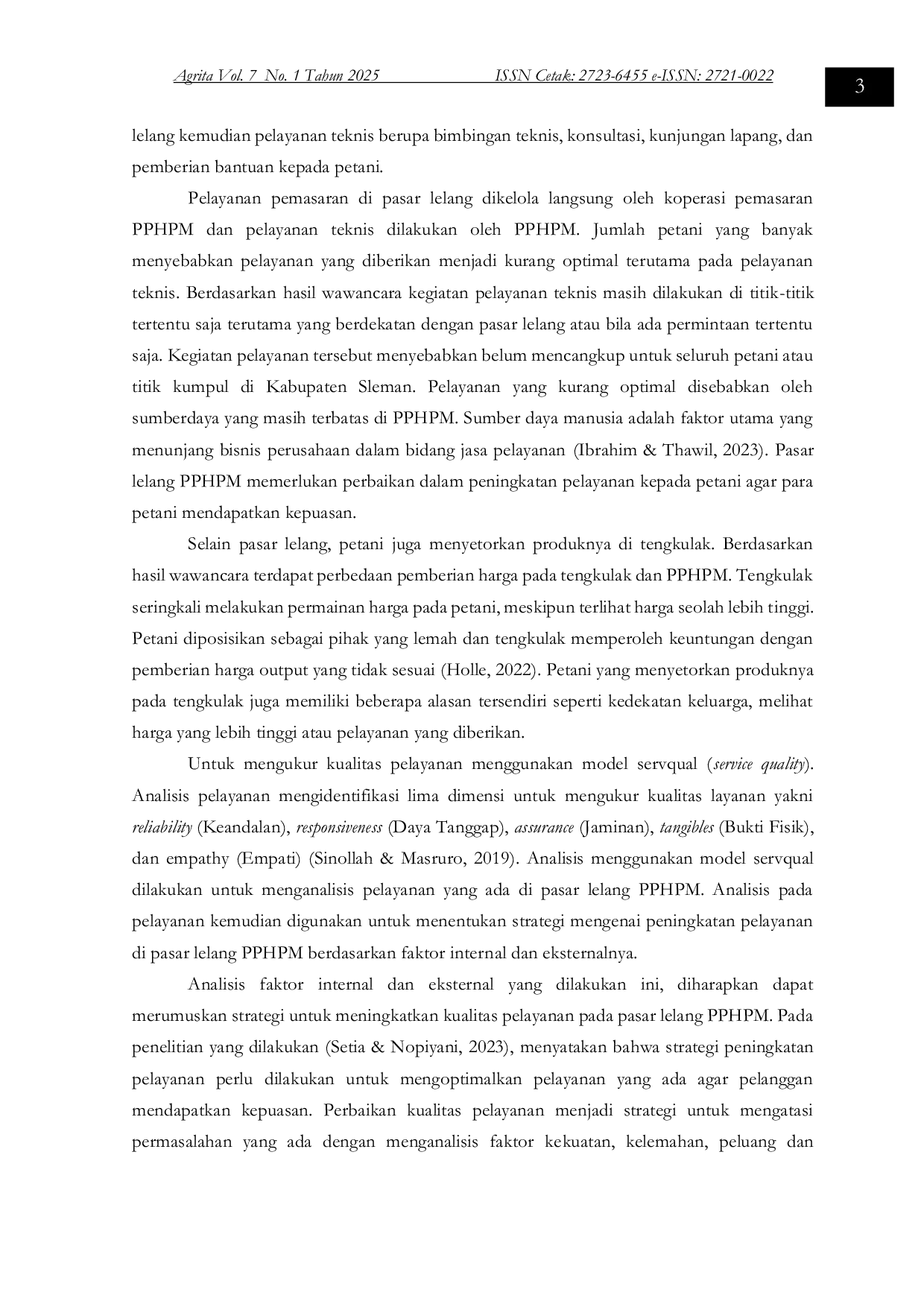 JURIS Strategi Peningkatan Pelayanan Pasar Lelang Koperasi Perkumpulan Petani Hortikultura Puncak Merapi PPHPM