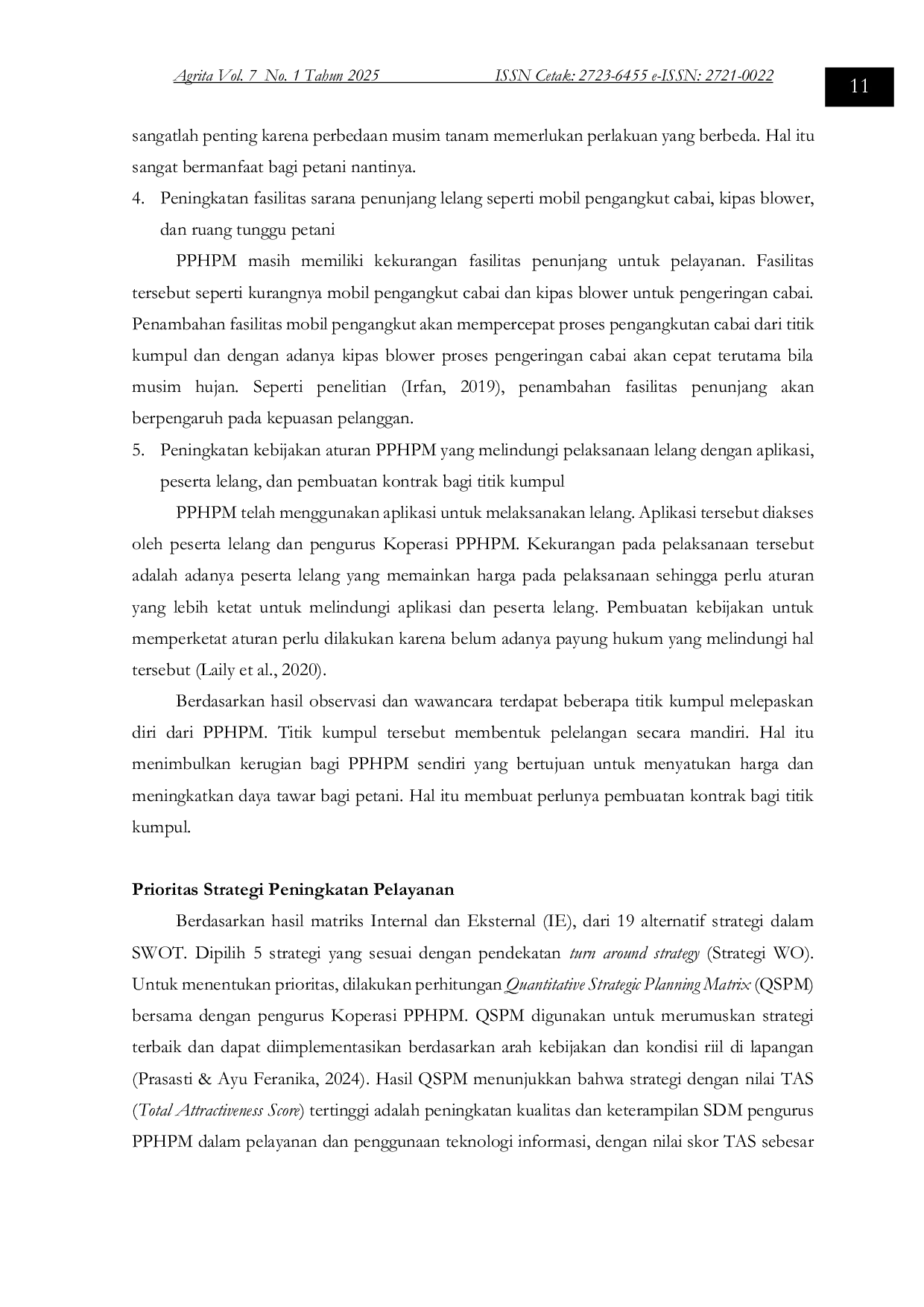 JURIS Strategi Peningkatan Pelayanan Pasar Lelang Koperasi Perkumpulan Petani Hortikultura Puncak Merapi PPHPM