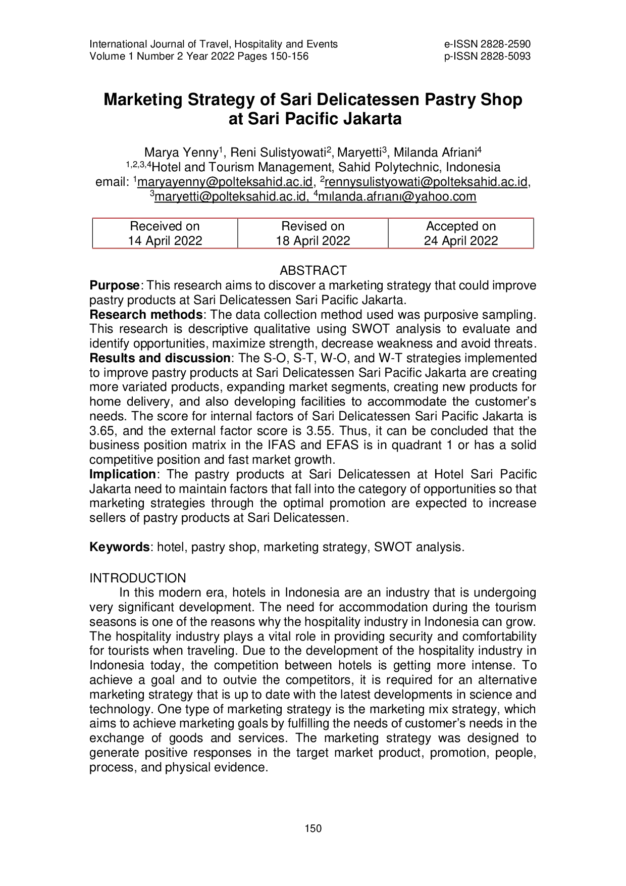 JURIS Marketing Strategy of Sari Delicatessen Pastry Shop at Sari Pacific Jakarta