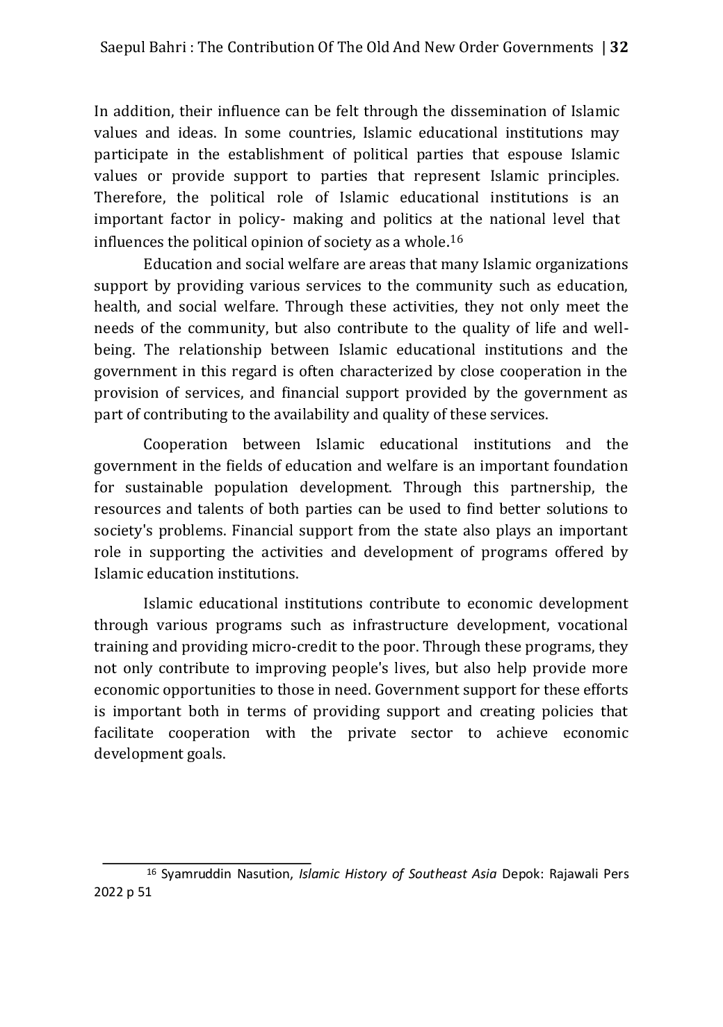 JURIS The Contribution of The Old and New Order Governments to Mathla ul Anwar