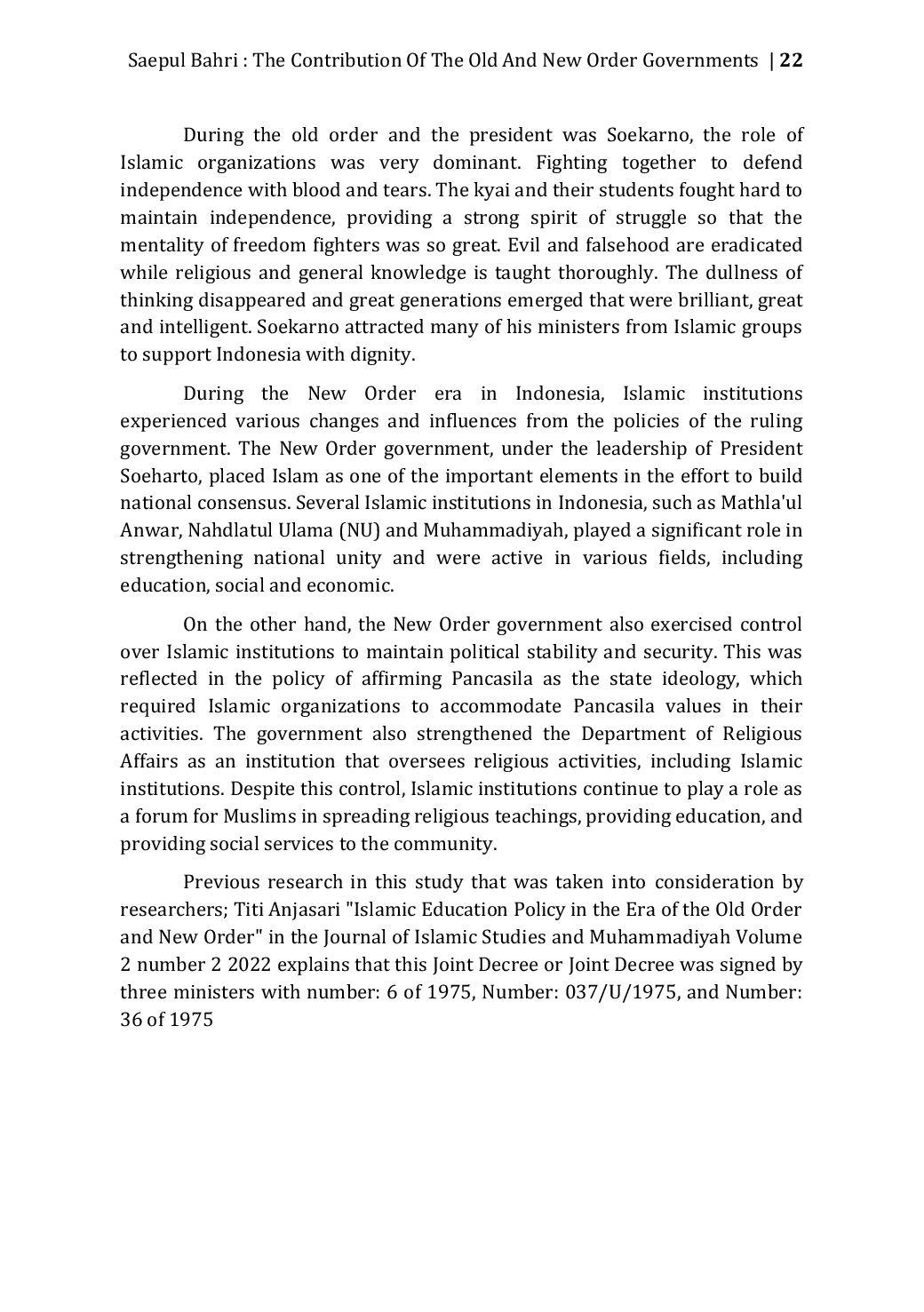 JURIS The Contribution of The Old and New Order Governments to Mathla ul Anwar