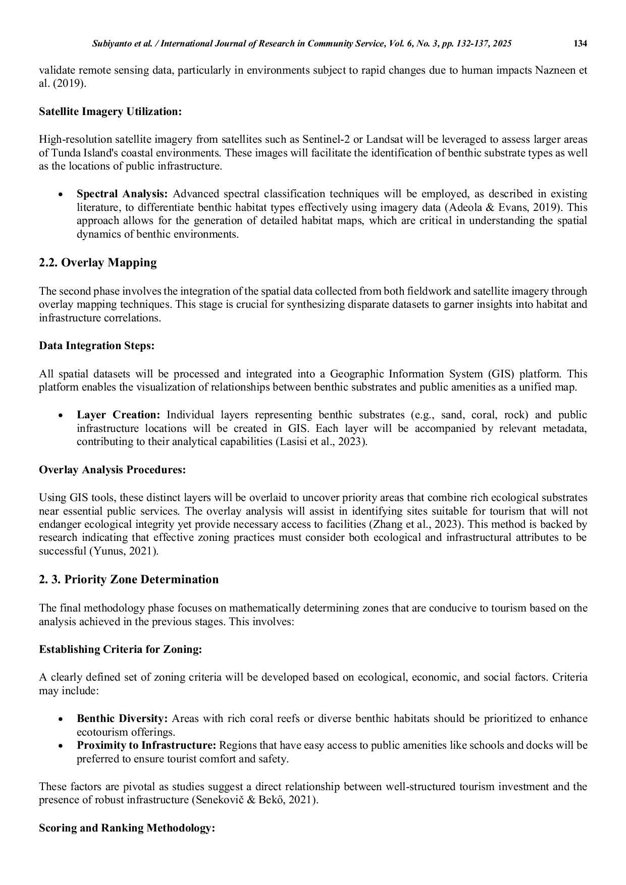 JURIS Analyzing Benthic Distribution and Public Infrastructure to Support Tourism Zoning on Tunda Island