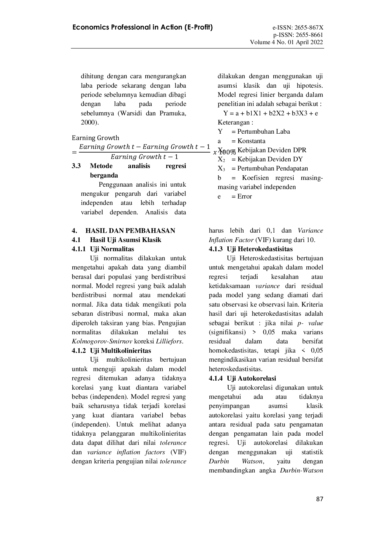 JURIS Pengaruh Kebijakan Deviden dan Pertumbuhan Pendapatan Terhadap Pertumbuhan Laba