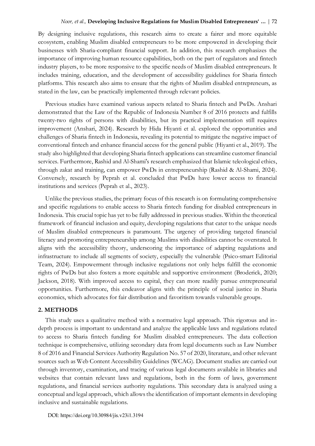JURIS Developing Inclusive Regulations for Muslim Disabled Entrepreneurs Access to Sharia Fintech Legal and Accessibility Perspectives