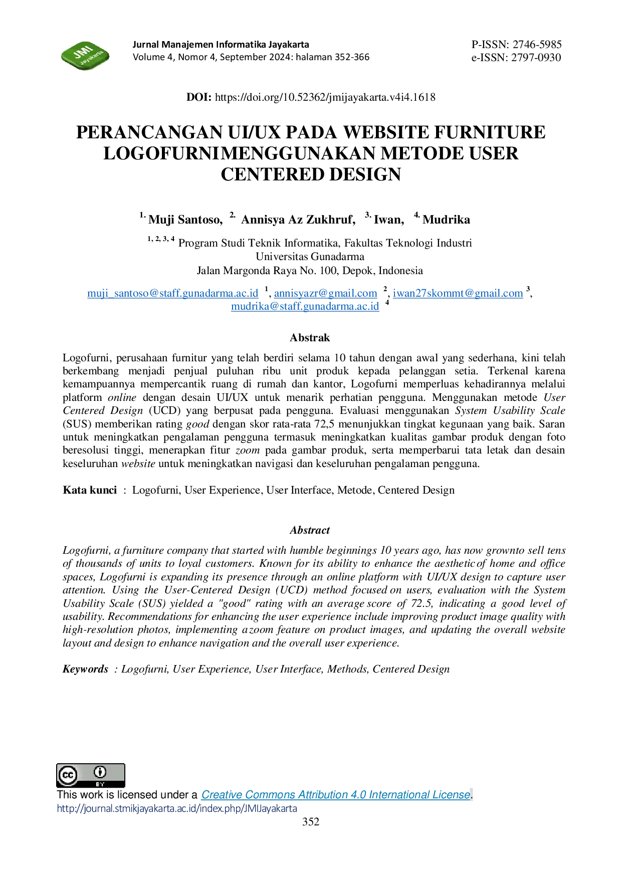 JURIS Perancangan UI UX Pada Website Furniture Logofurni Menggunakan Metode User Centered Design