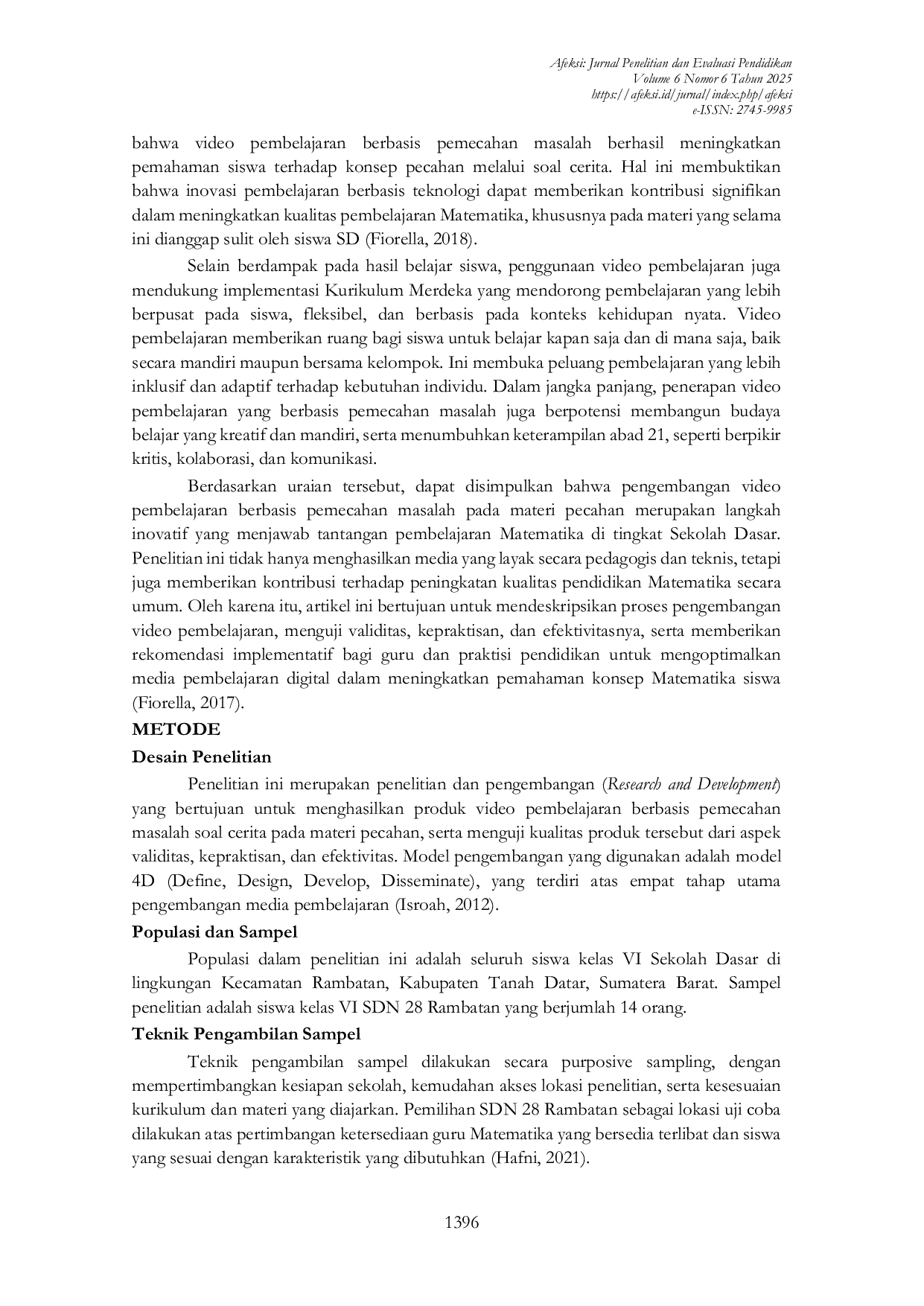 JURIS Pengembangan Video Pembelajaran Berbasis Pemecahan Masalah Soal Cerita pada Materi Pecahan Kelas VI SD