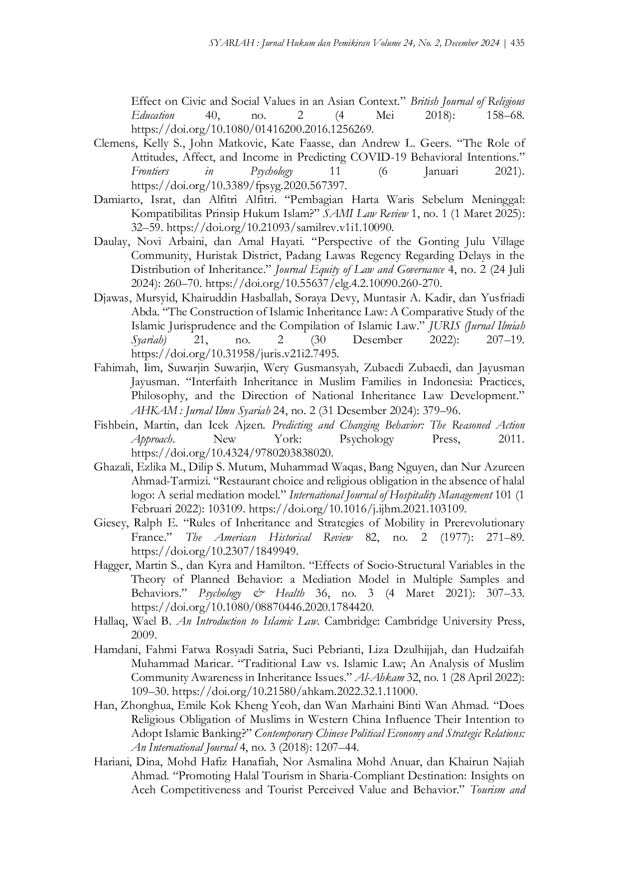 JURIS Influence of Socioeconomic Religious and Normative Factors on Islamic Inheritance Intentions A PLS SEM Approach