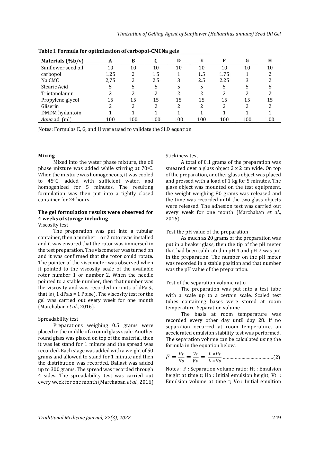JURIS Optimization of Gelling Agent of Sunflower Helianthus annuus Seed Oil Gel and Its Stability and Activity Test In Vitro as Sunscreen