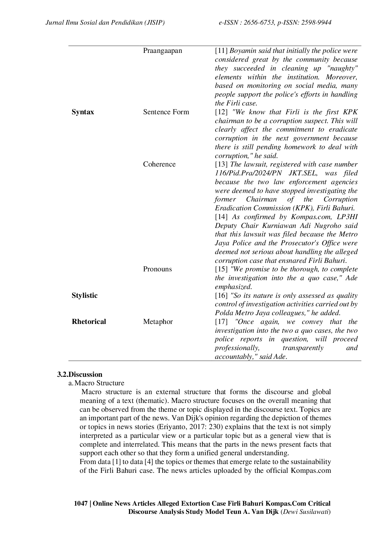 JURIS Online News Articles Alleged Extortion Case Firli Bahuri Kompas Com Critical Discourse Analysis Study Model Teun A Van Dijk