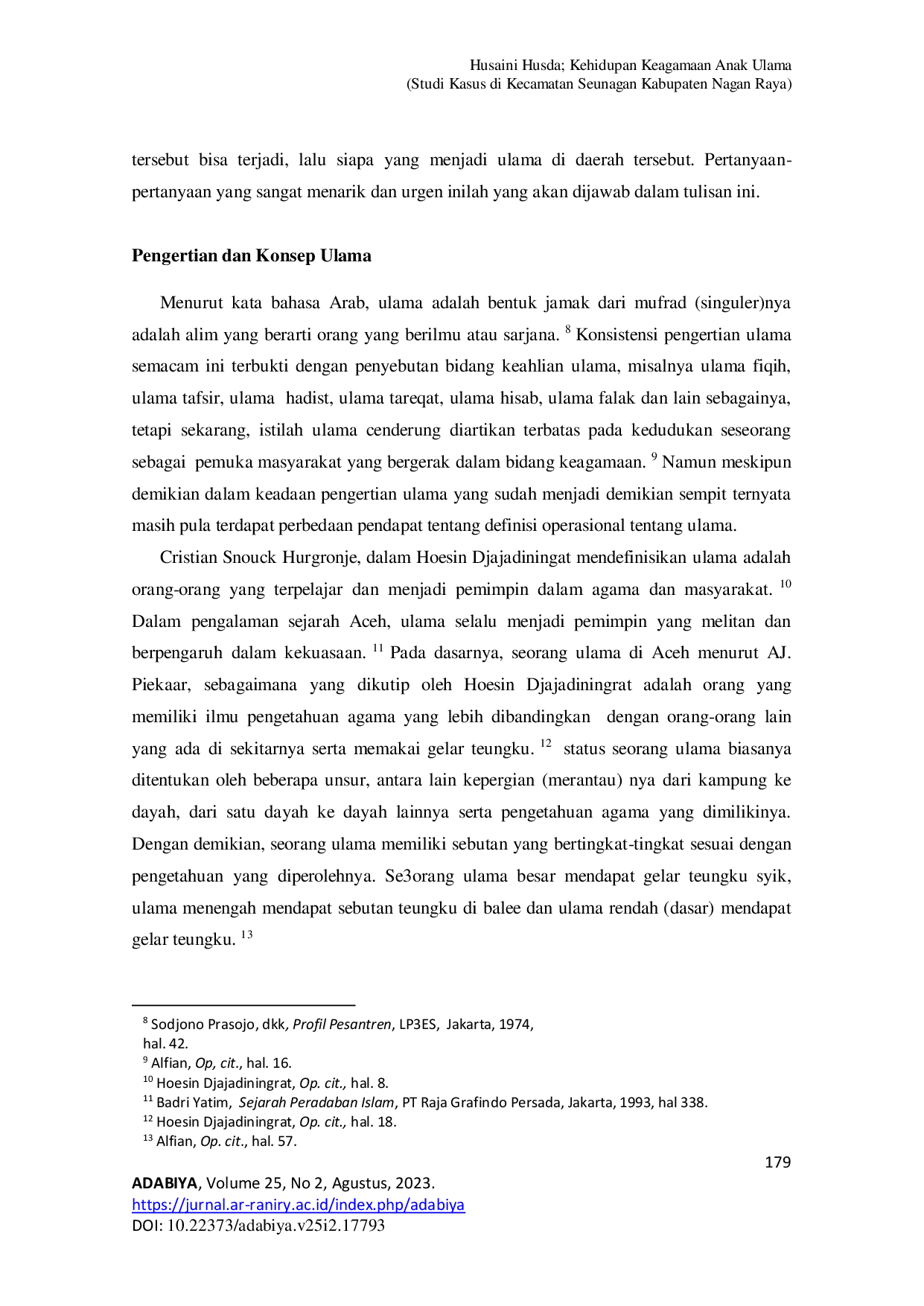 JURIS Kehidupan Keagamaan Anak Ulama Studi Kasus di Kecamatan Seunagan Kabupaten Nagan Raya