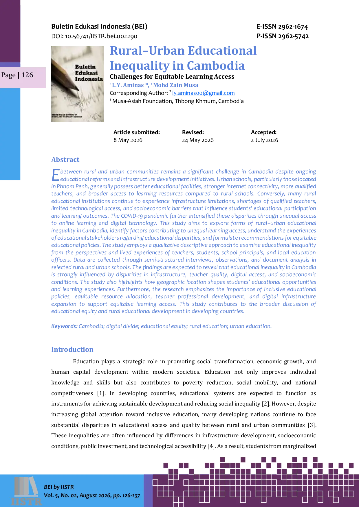 JURIS Rural Urban Educational Inequality In Cambodia Challenges For Equitable Learning Access