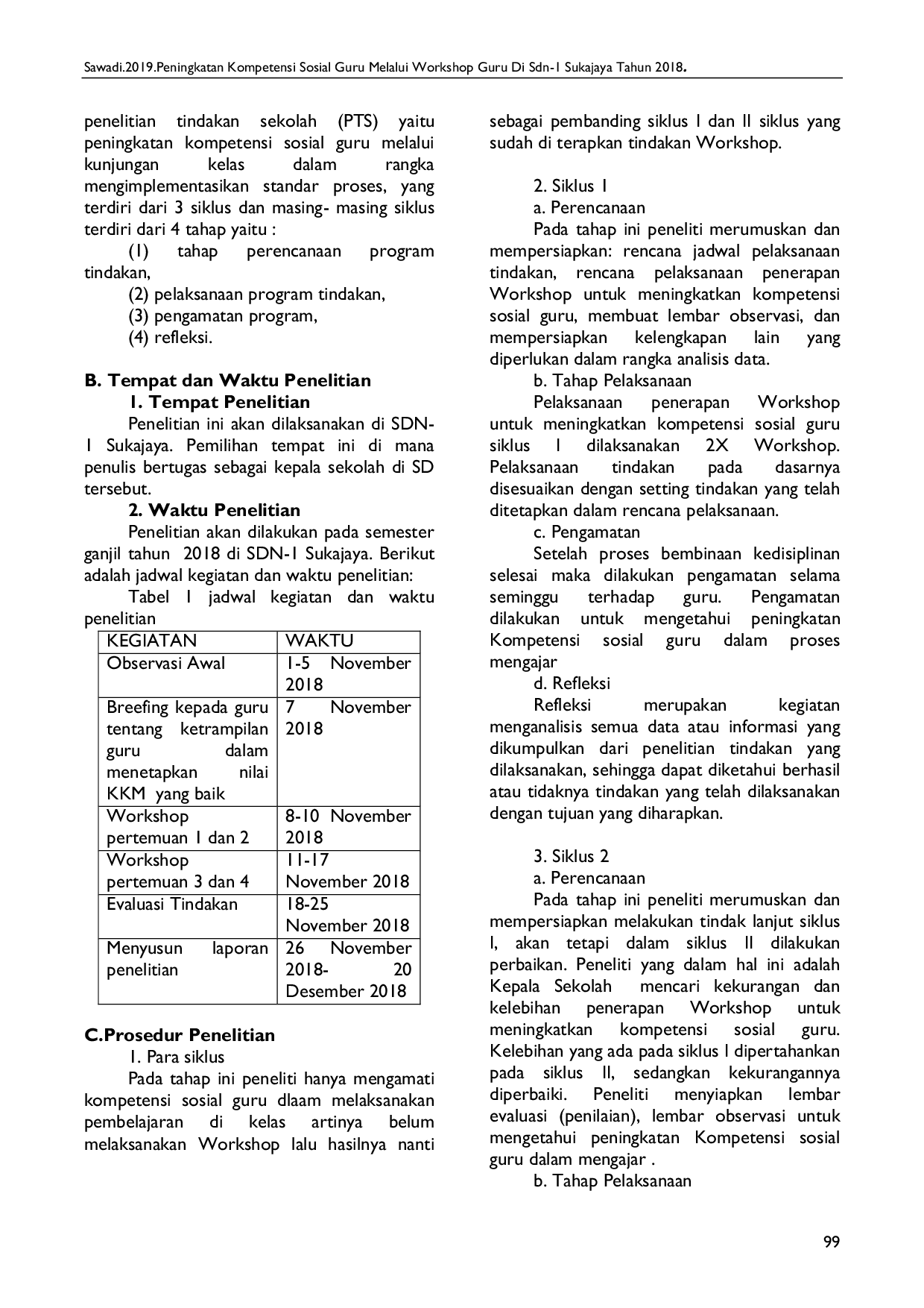 JURIS Peningkatan Kompetensi Sosial Guru Melalui Workshop Guru di SDN 1 Sukajaya Tahun 2018