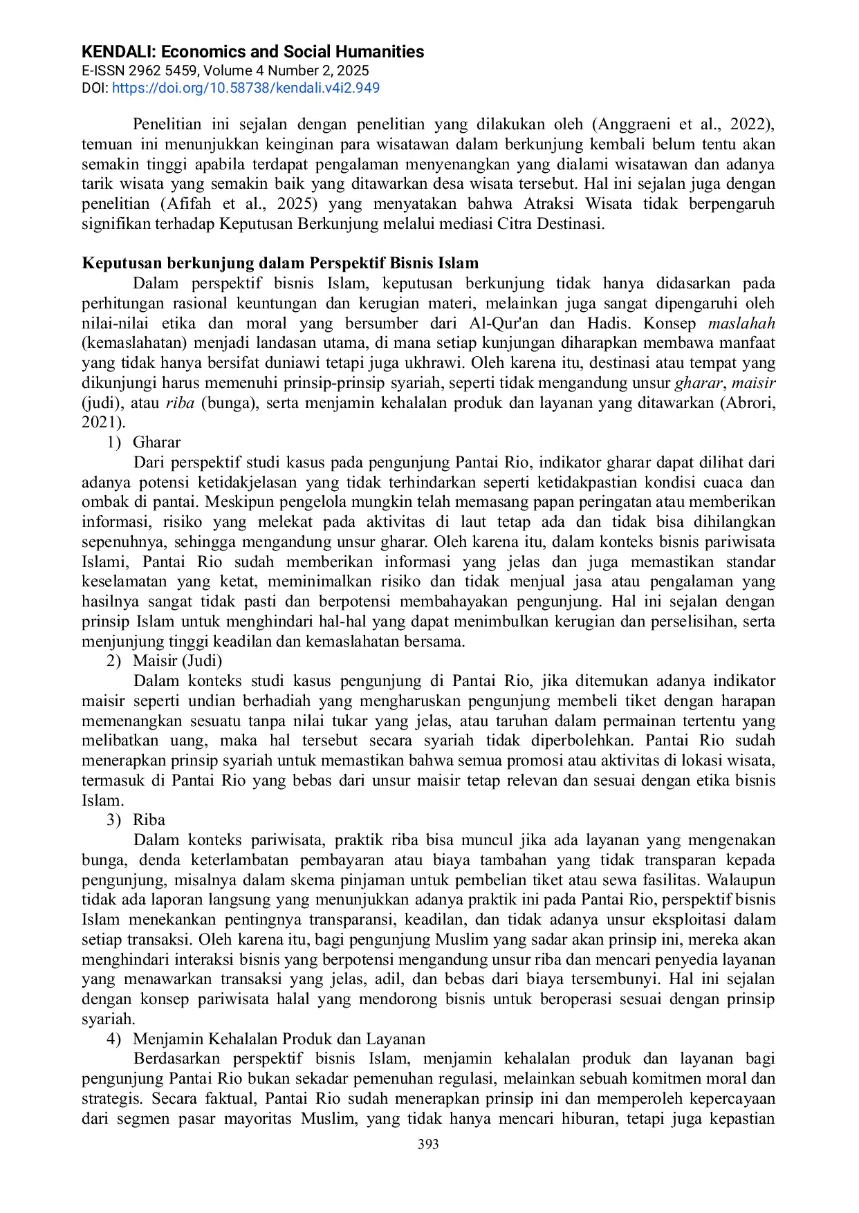 JURIS Pengaruh Amenitas Dan Atraksi Terhadap Keputusan Berkunjung Kembali Dengan Experiential Marketing Sebagai Variabel Mediasi Ditinjau Dari Perspektif Bisnis Islam Studi Pada Pengunjung Pantai Rio By Th