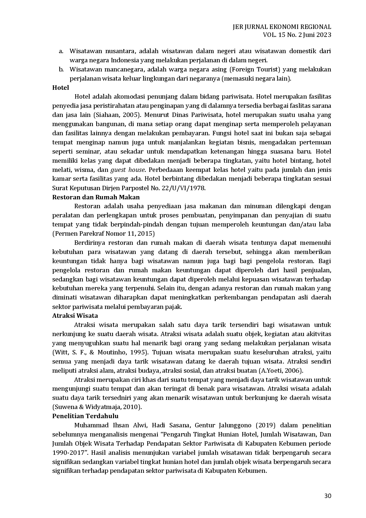 juris Determinan pendapatan asli daerah sektor pariwisata kabupaten kota di provinsi daerah istimewa yogyakarta 2010 2022