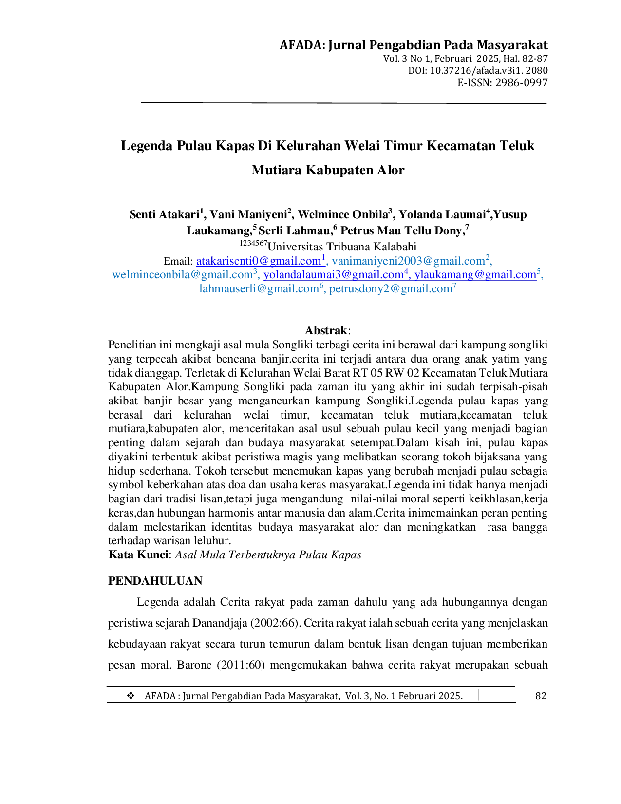 JURIS Legenda Pulau Kapas Di Kelurahan Welai Timur Kecamatan Teluk Mutiara Kabupaten Alor