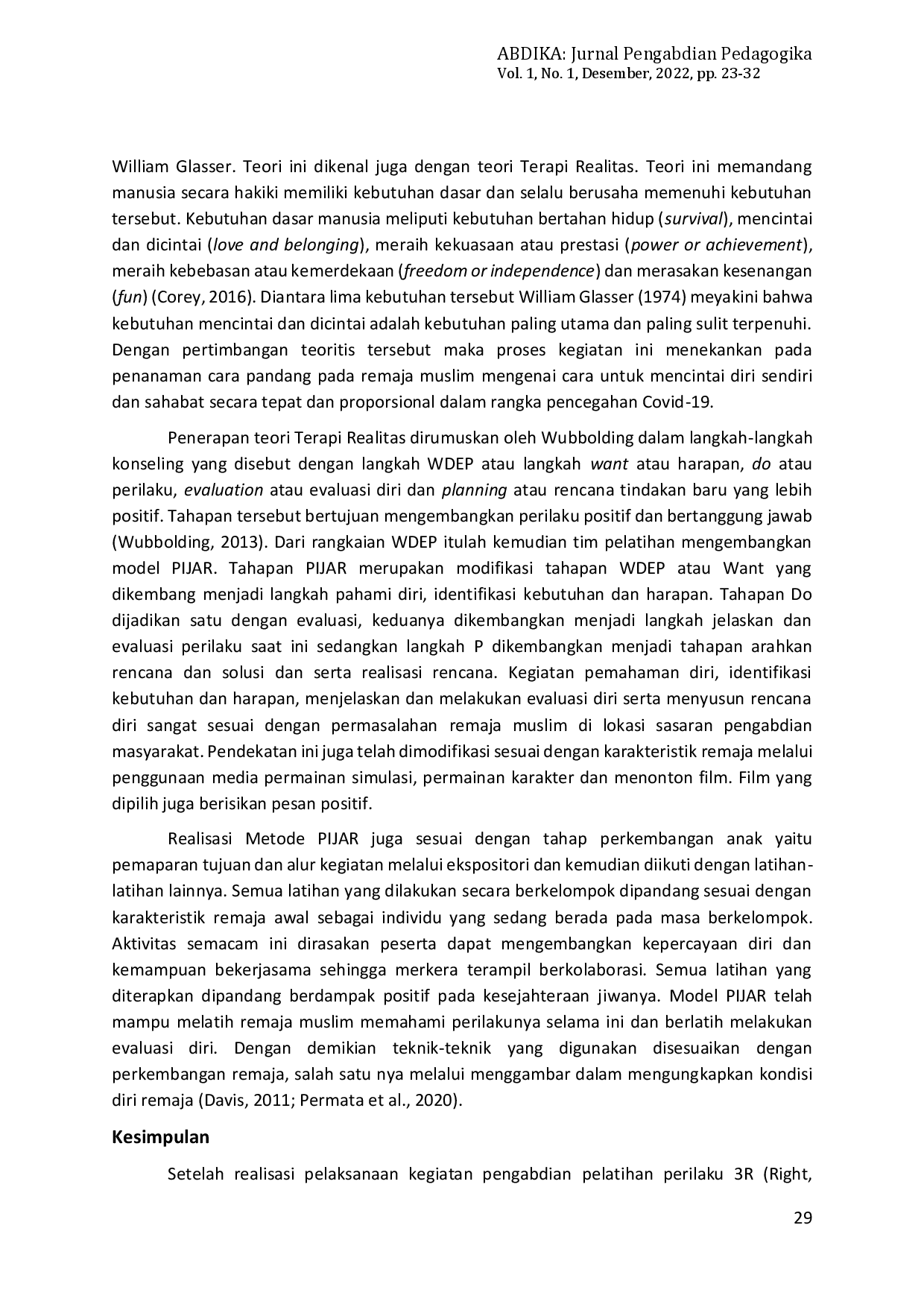 juris Perilaku 3R Right Reality Responsible Sebagai Penguatan Mental Dalam Pencegahan Covid 19 Remaja Muslim di Pondok Pesantren Al Kautsar Pamekasan