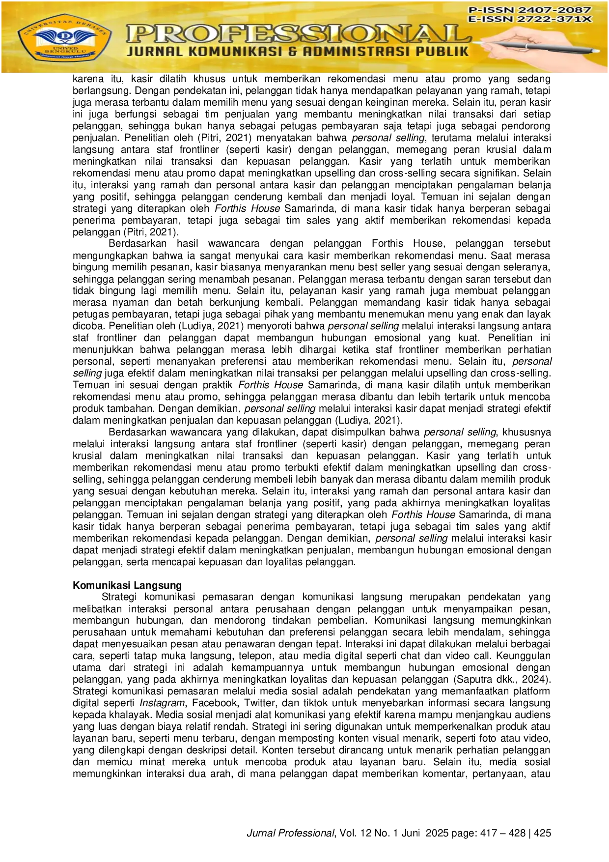 JURIS Strategi Komunikasi Pemasaran Dalam Meningkatkan Brand Awareness Pada Forthis House