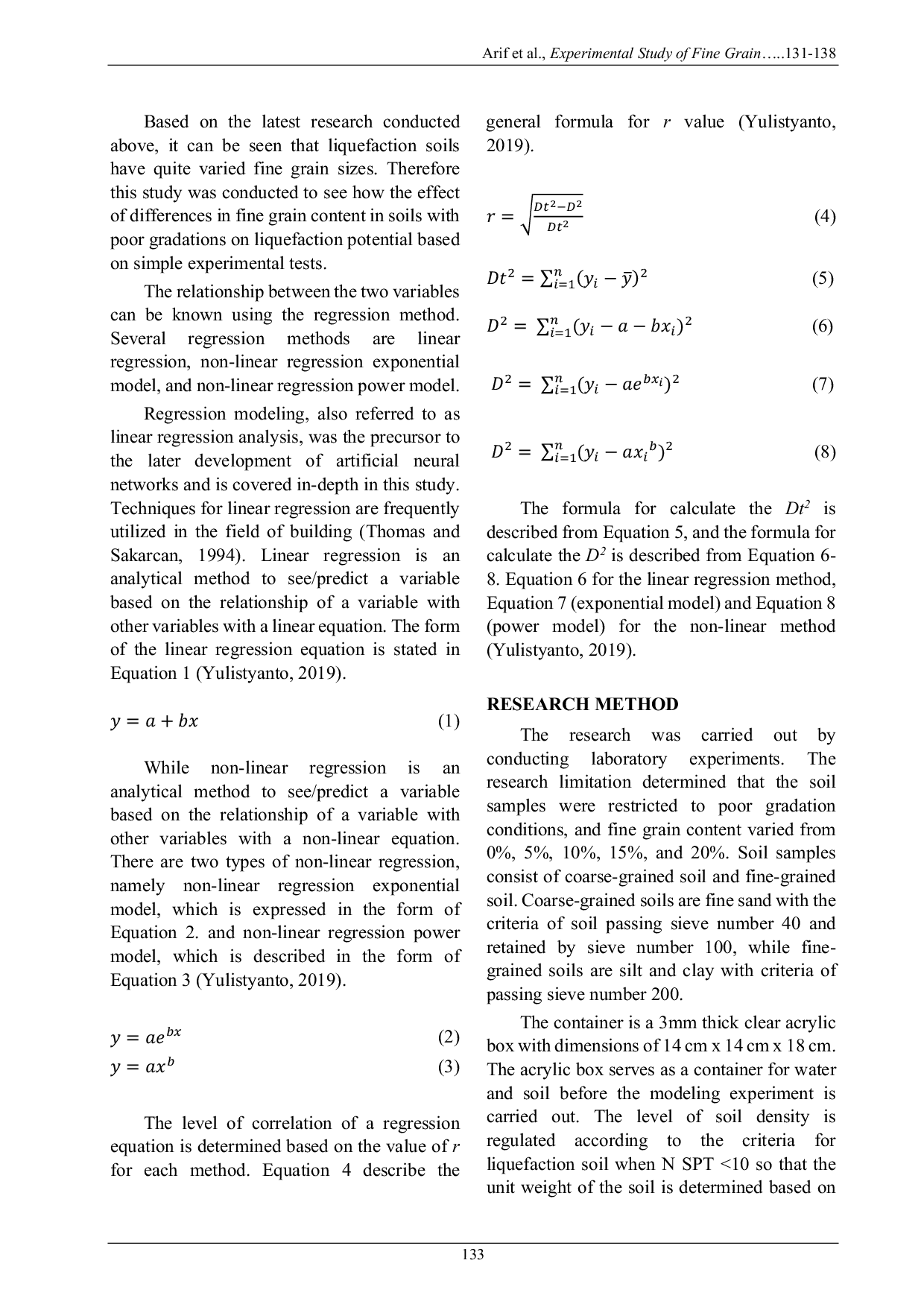 JURIS Experimental Study of Fine Grain Content of Soil on Liquefaction Potential