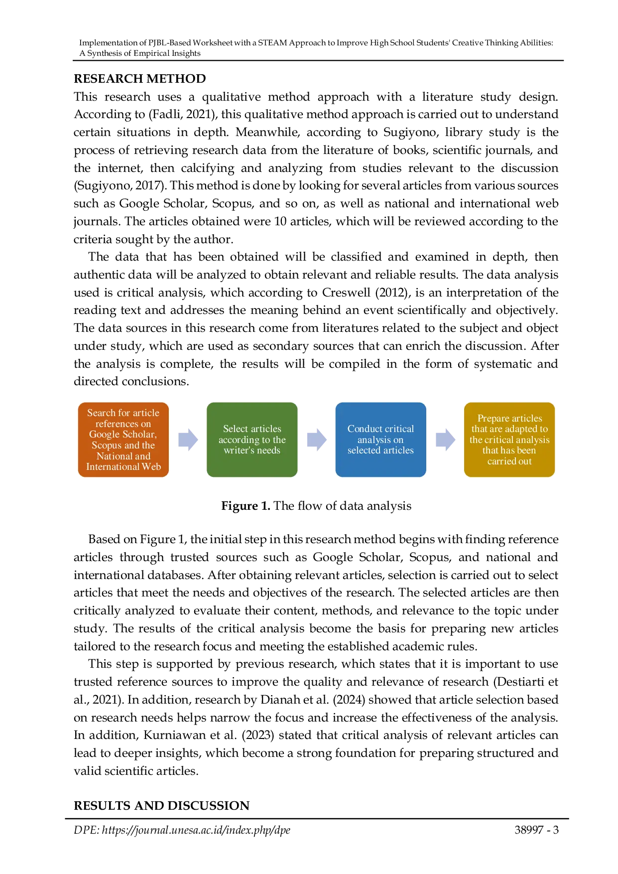 JURIS Implementation of PJBL Based Worksheet with a STEAM Approach to Improve High School Students Creative Thinking Abilities A Synthesis of Empirical Insights