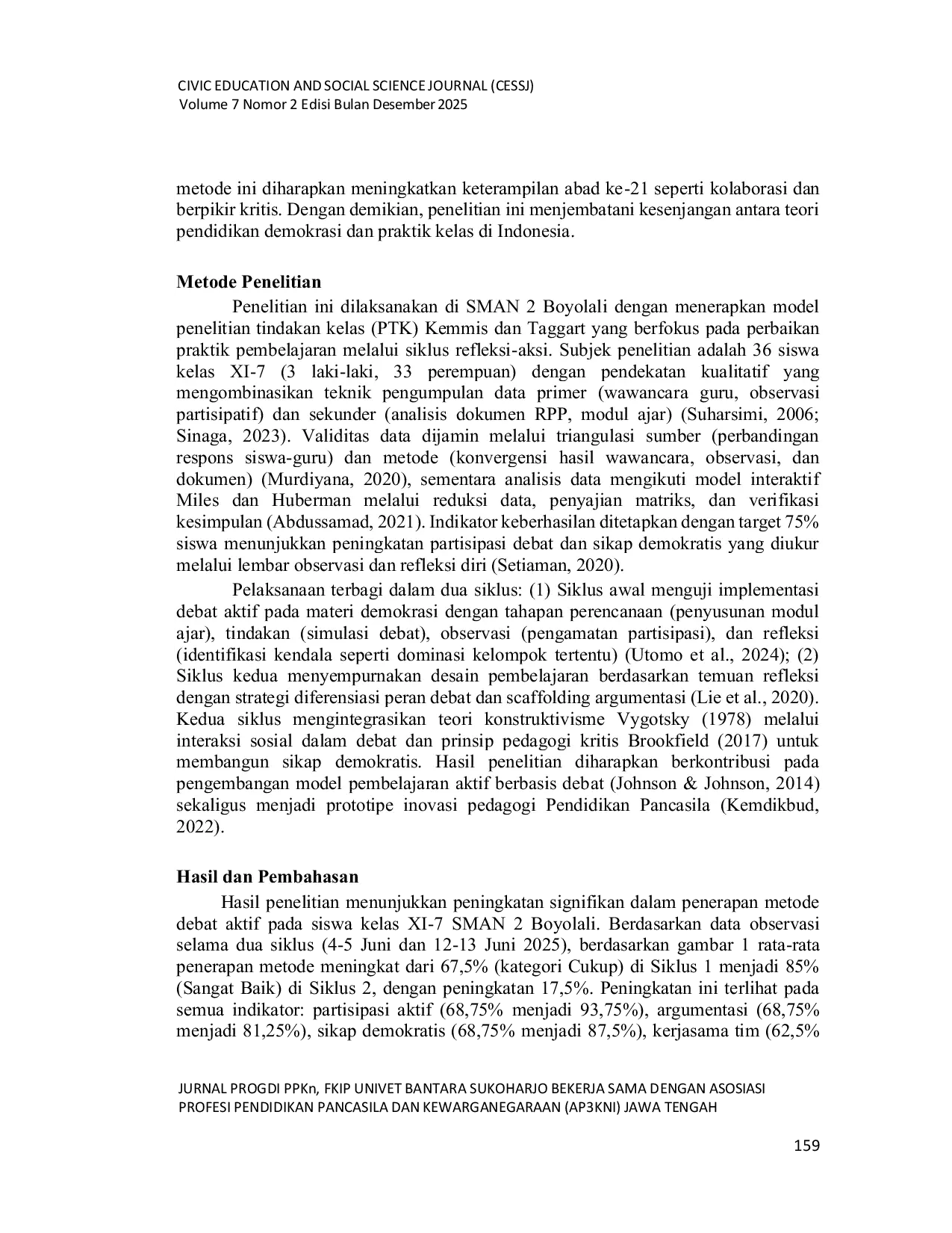 JURIS Penerapan Metode Pembelajaran Debat Aktif untuk Membangun Sikap Demokratis Siswa pada Mata Pelajaran Pendidikan Pancasila