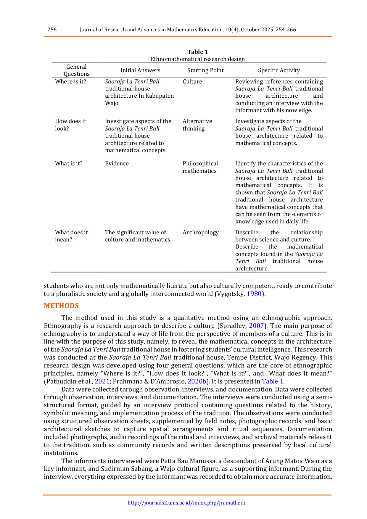 JURIS Exploring Buginese ethnomathematics in Saoraja La Tenri Bali to foster cultural intelligence