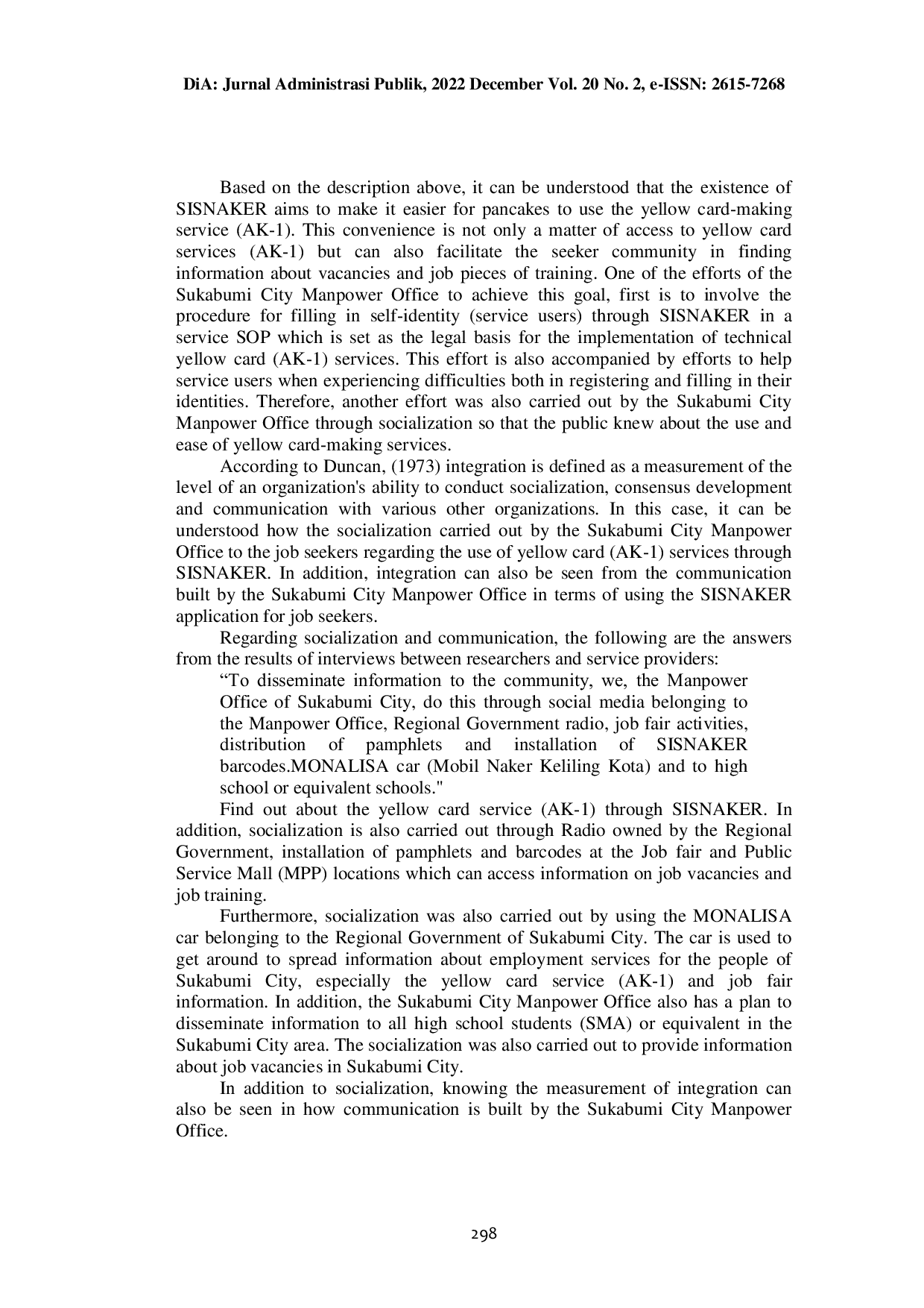 JURIS The Effectiveness Of Yellow Card Ak 1 Making Services Through The Application Of Employment Information Systems Sisnaker