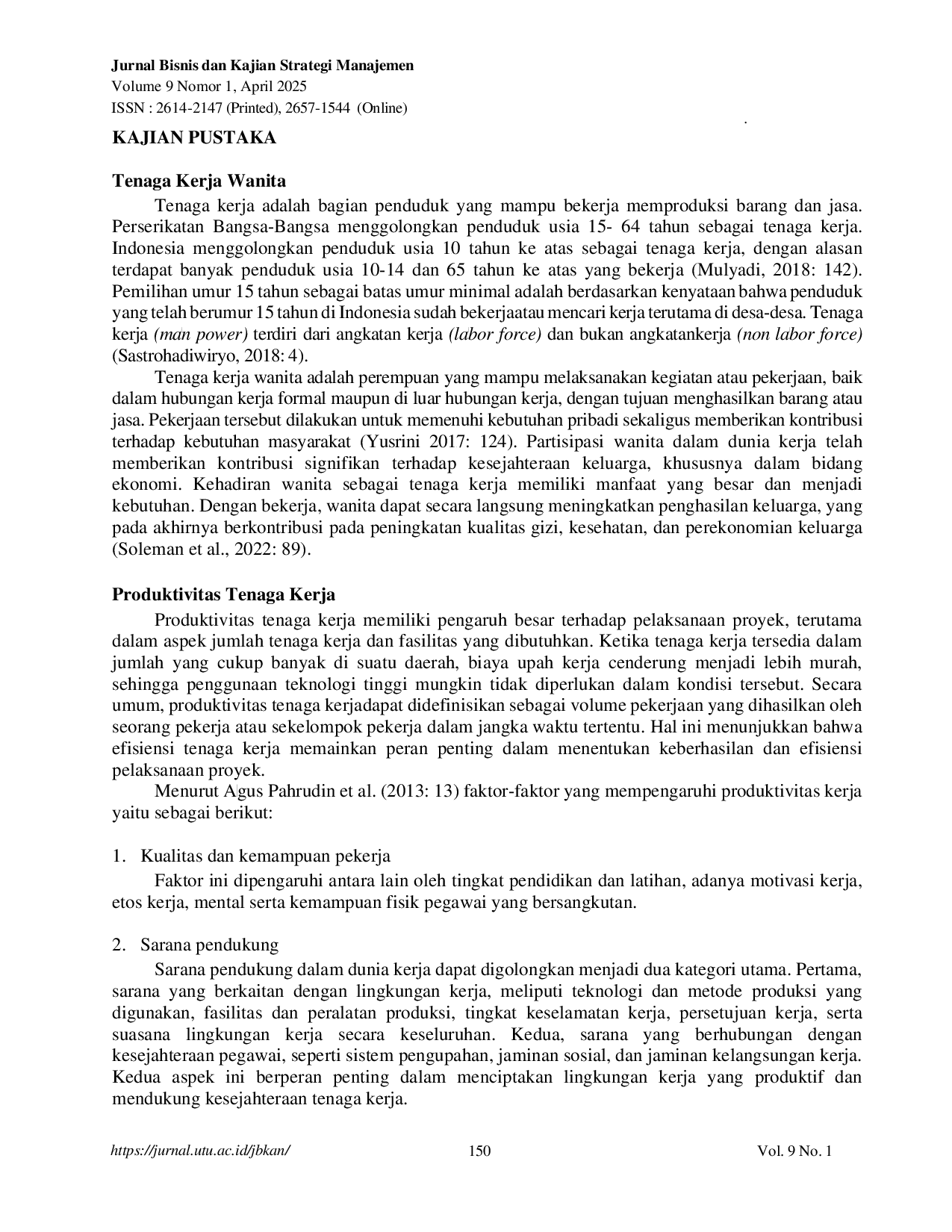 JURIS Analisis Karakteristik Pekerja Wanita Pada Usaha Batu Bata di Kecamatan Kuala Kabupaten Nagan Raya