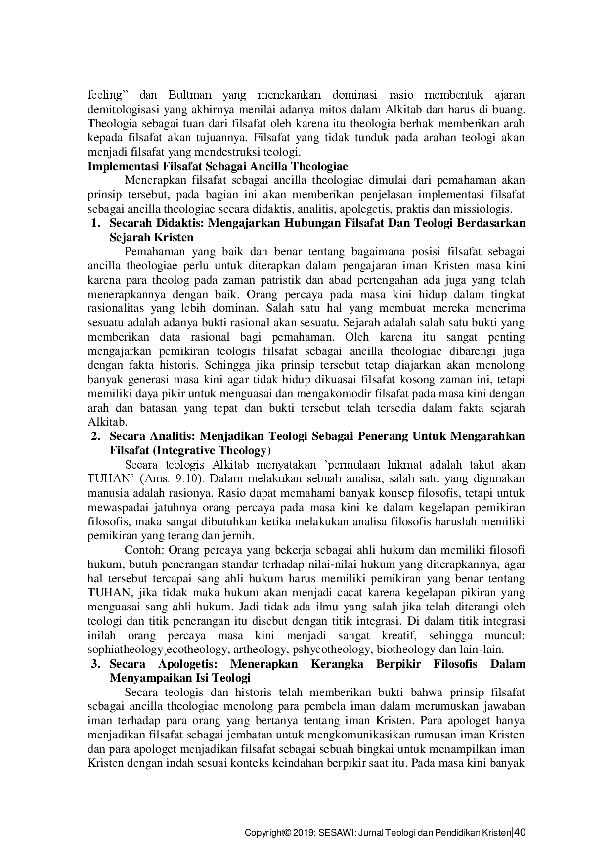 juris Filsafat Sebagai Ancilla Theologiae dan Implementasinya Pada Masa Kini