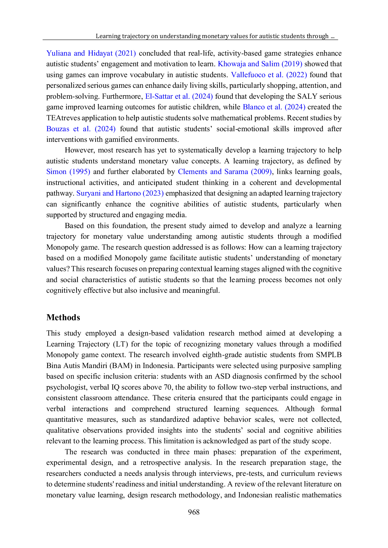 JURIS Learning trajectory on understanding monetary values for autistic students through a modified monopoly game