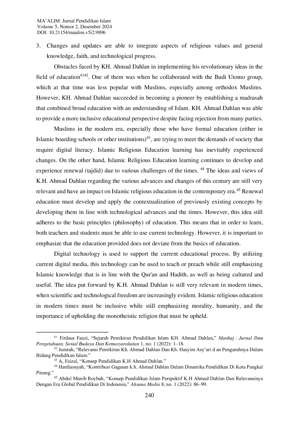 JURIS Islamic Education According to Ahmad Dahlan s Perspective Contribution and Implementation in A Modern Social Context