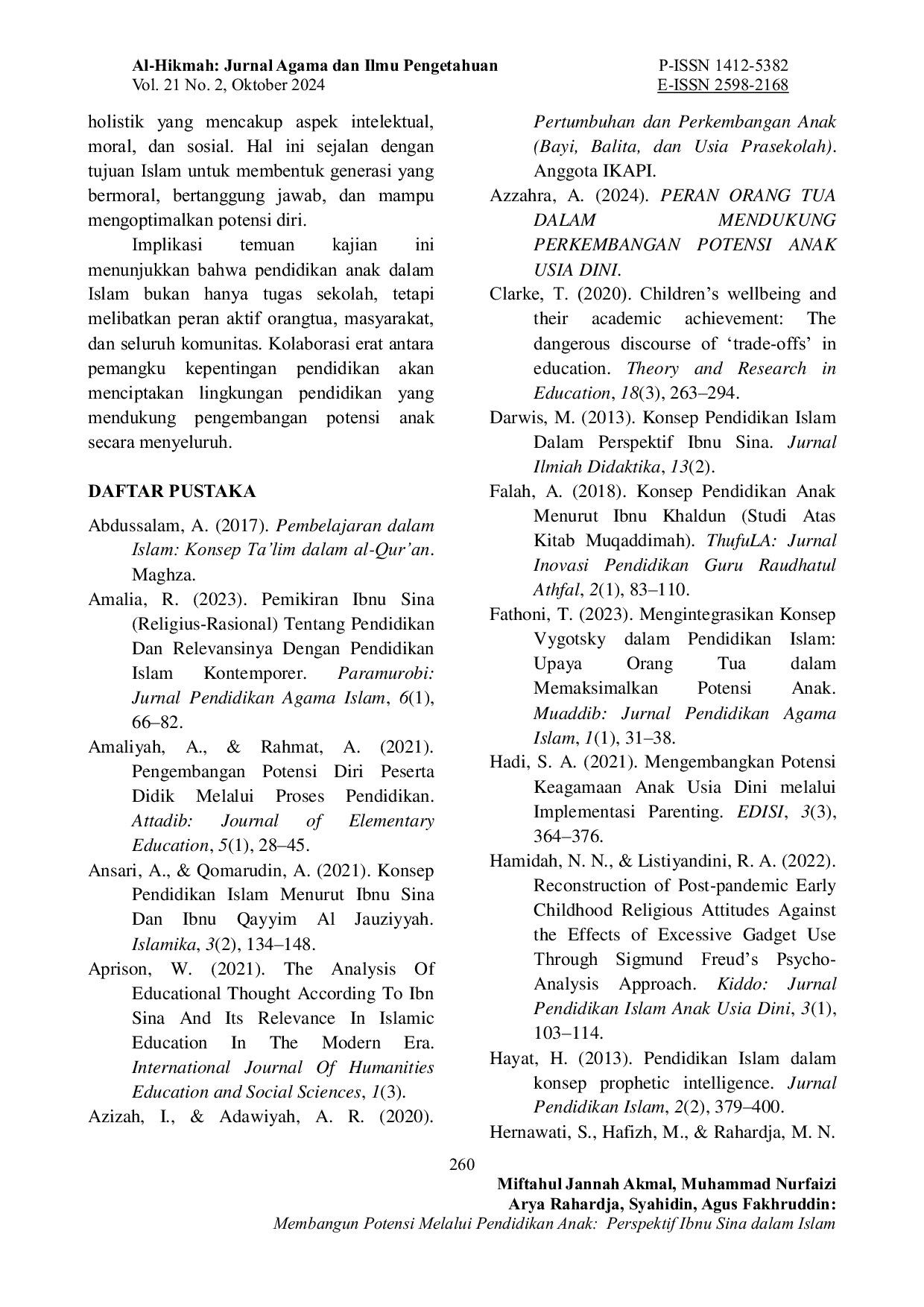 JURIS Membangun Potensi Melalui Pendidikan Anak Perspektif Ibnu Sina dalam Islam