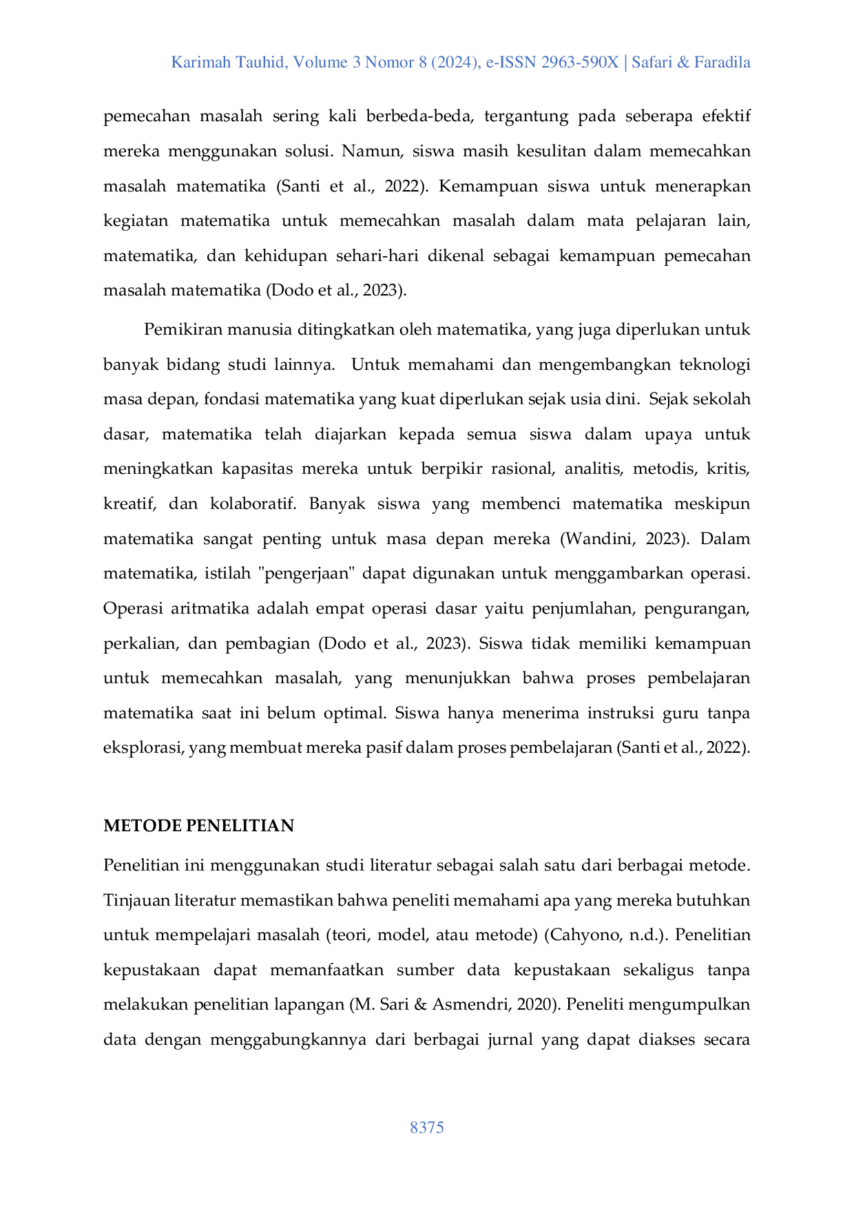 JURIS Pentingnya Penguasaan Operasi Hitung Dasar dalam Pemecahan Masalah Matematika