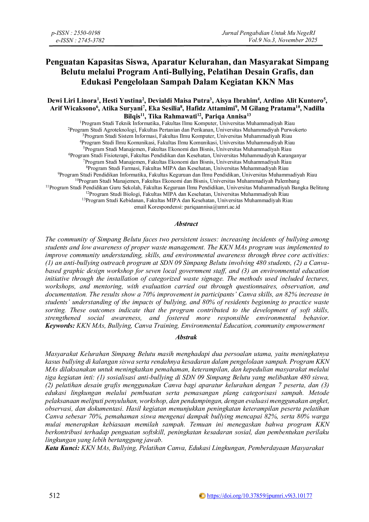 JURIS Sinergi Mahasiswa Dan Masyarakat Untuk Pengelolaan Lingkungan Dan Sosial Yang Berkelanjutan