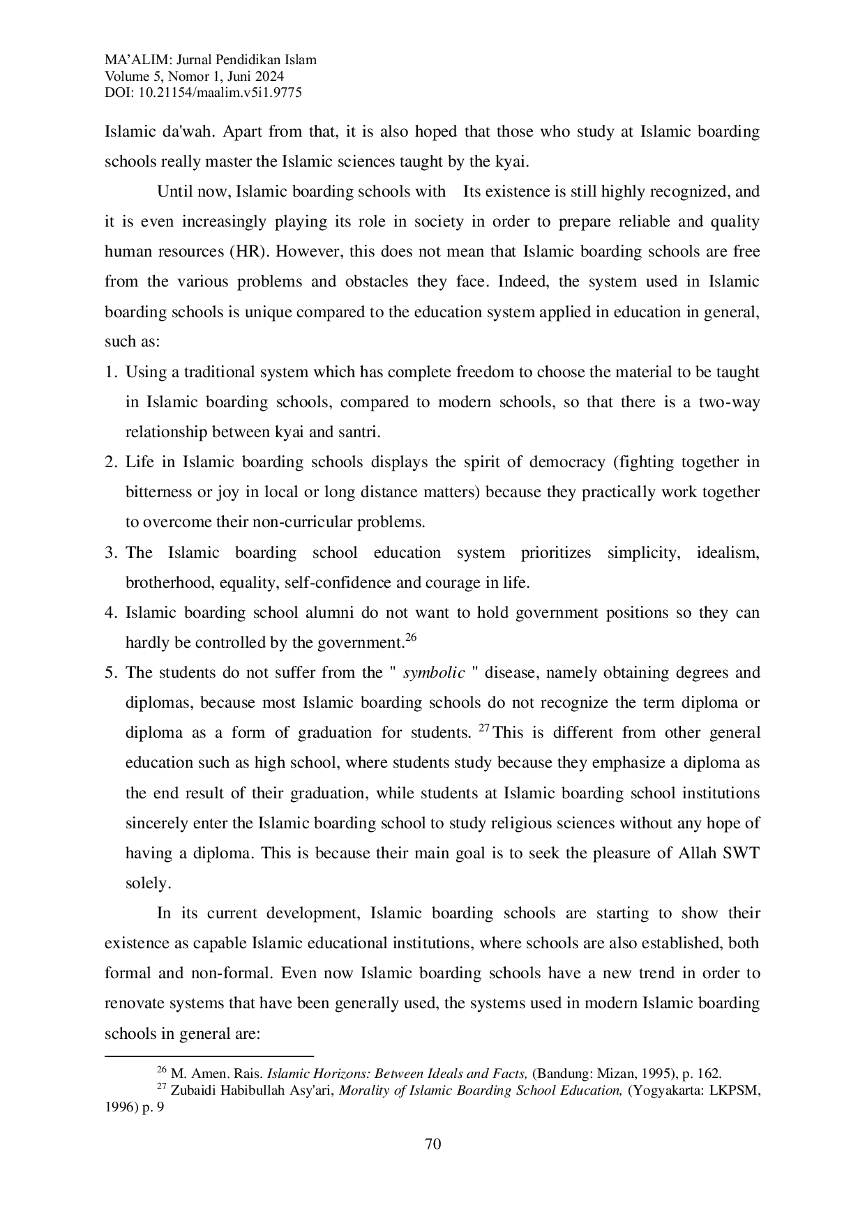 JURIS Strategy Of Darul Huda Mayak Islamic Boarding School In Facing Modern and Postmodern Challenges