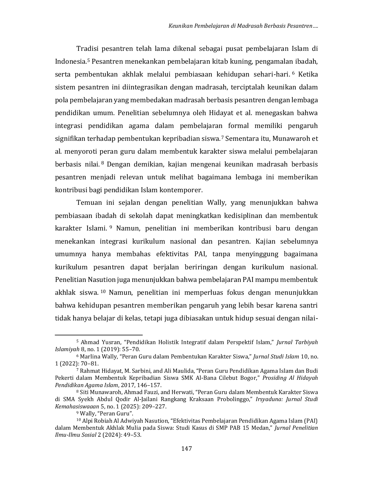 JURIS Keunikan Pembelajaran Madrasah Berbasis Pesantren Studi Kualitatif dalam Konteks Pendidikan Agama Islam