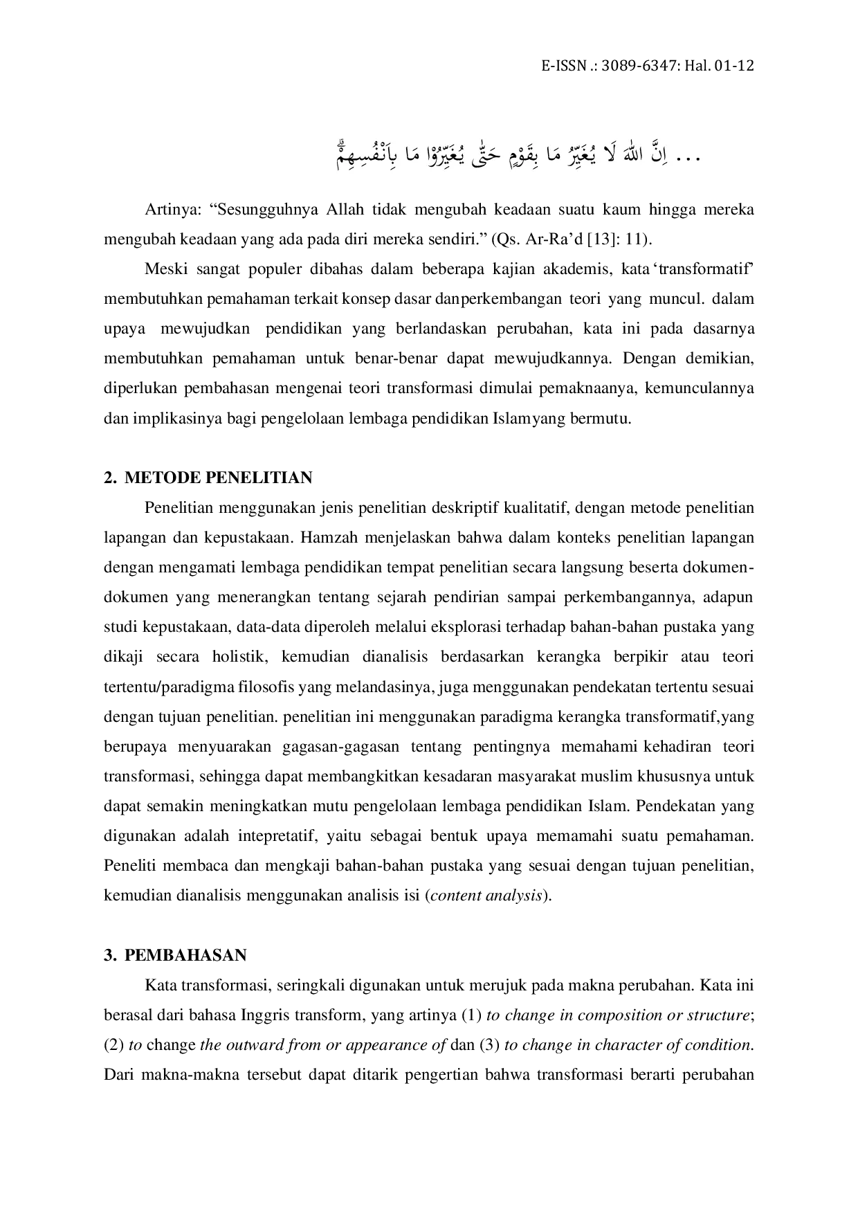 JURIS Transformasi Lembaga Meningkatkan Mutu dan Daya Saing Lembaga Pendidikan Islam