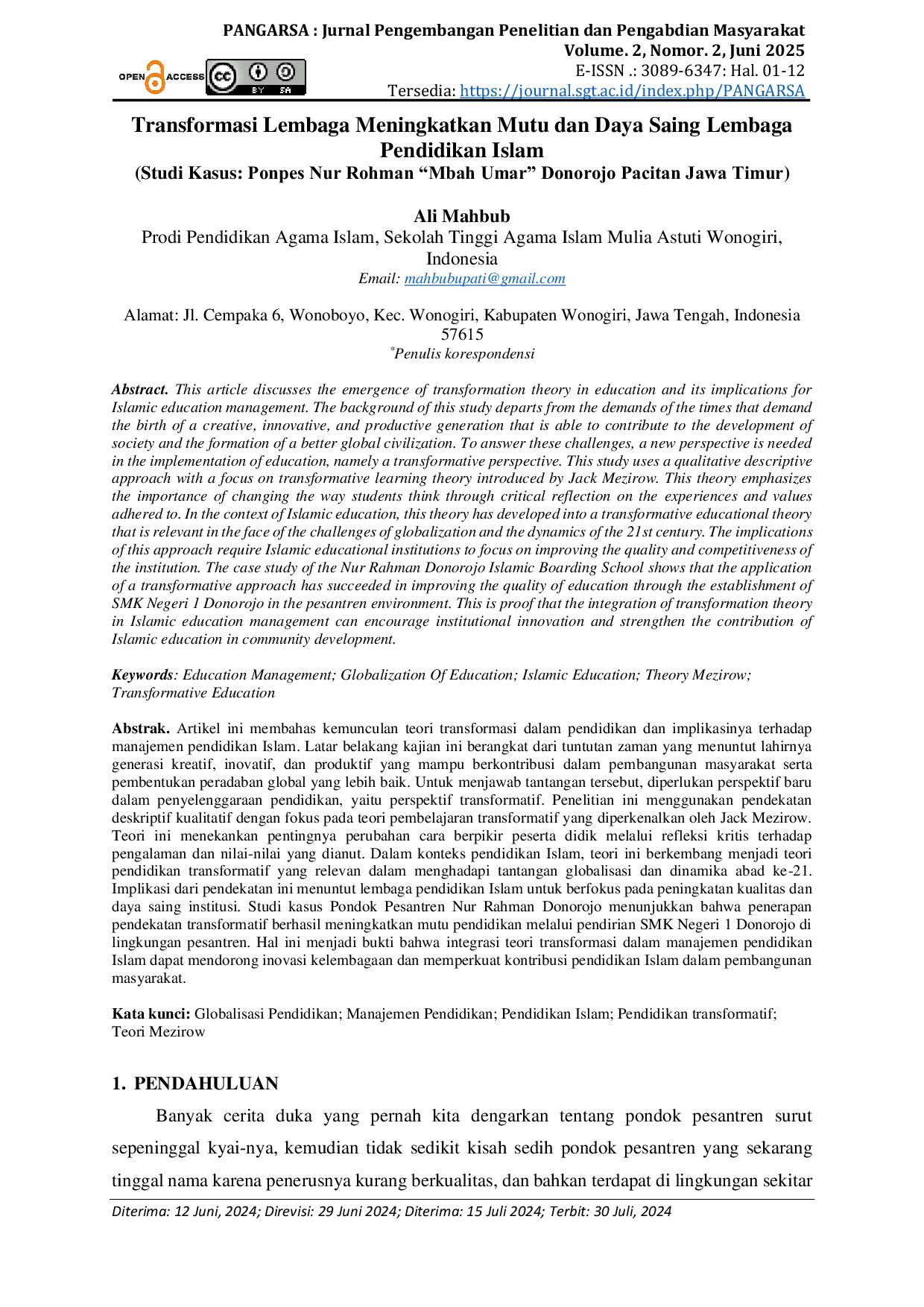 JURIS Transformasi Lembaga Meningkatkan Mutu dan Daya Saing Lembaga Pendidikan Islam