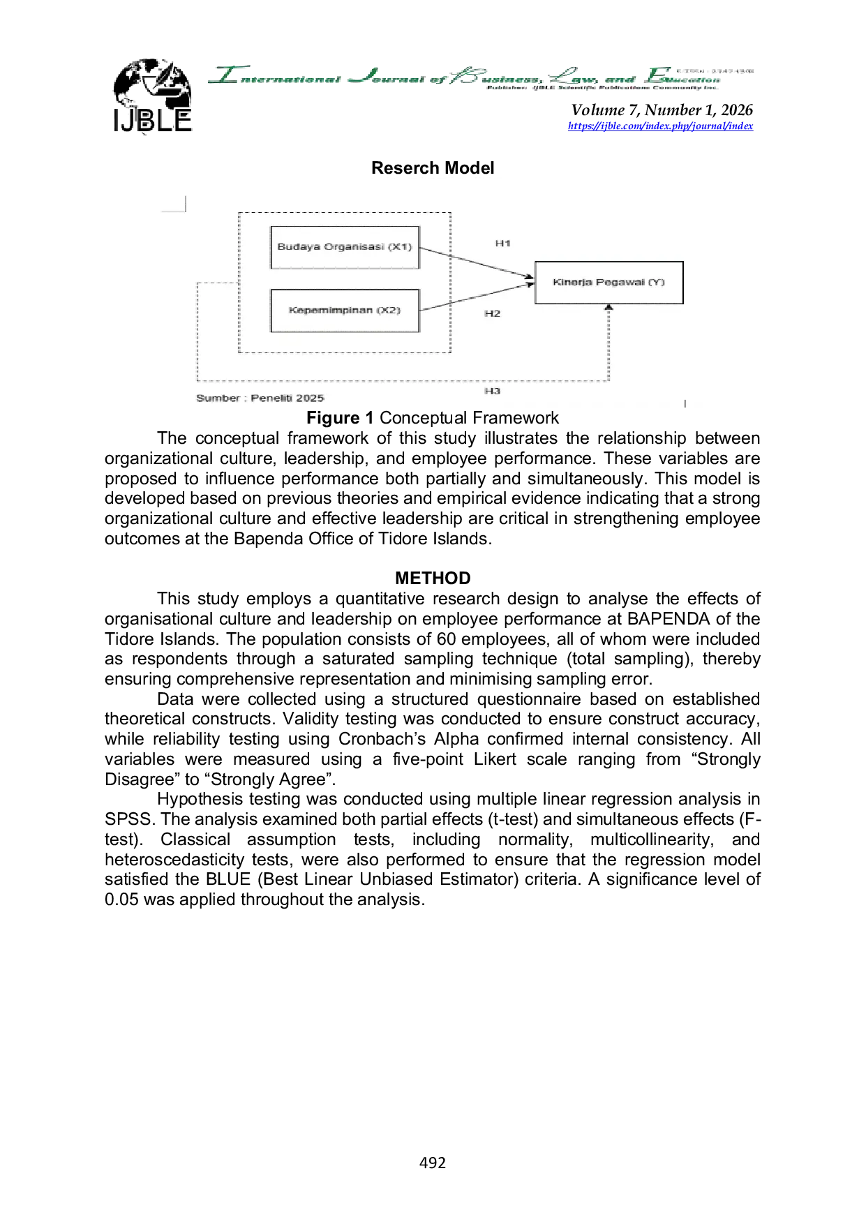 JURIS The Impact of Organisational Culture and Leadership on Employee Performance A Study at the Regional Revenue Agency BAPENDA of the Tidore Islands