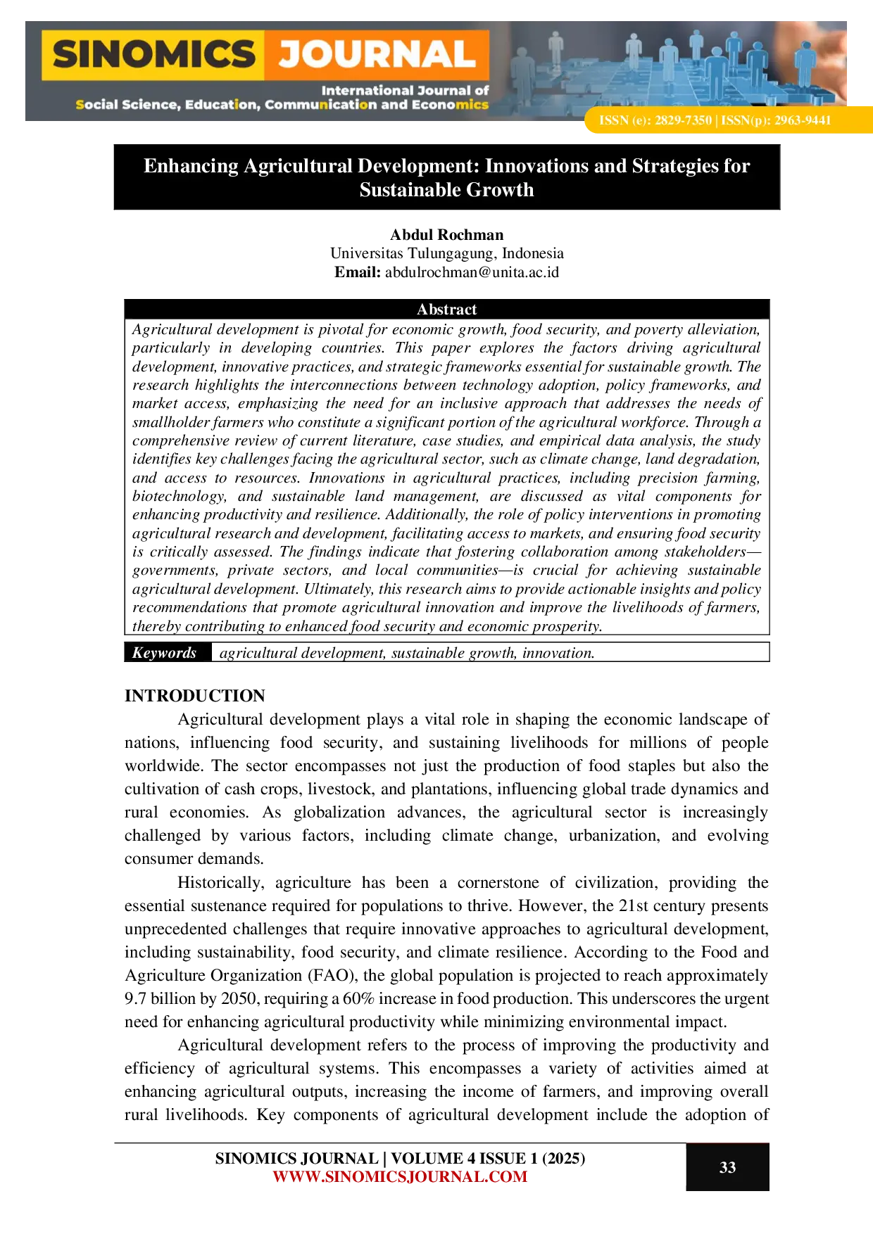 JURIS Enhancing Agricultural Development Innovations and Strategies for Sustainable Growth