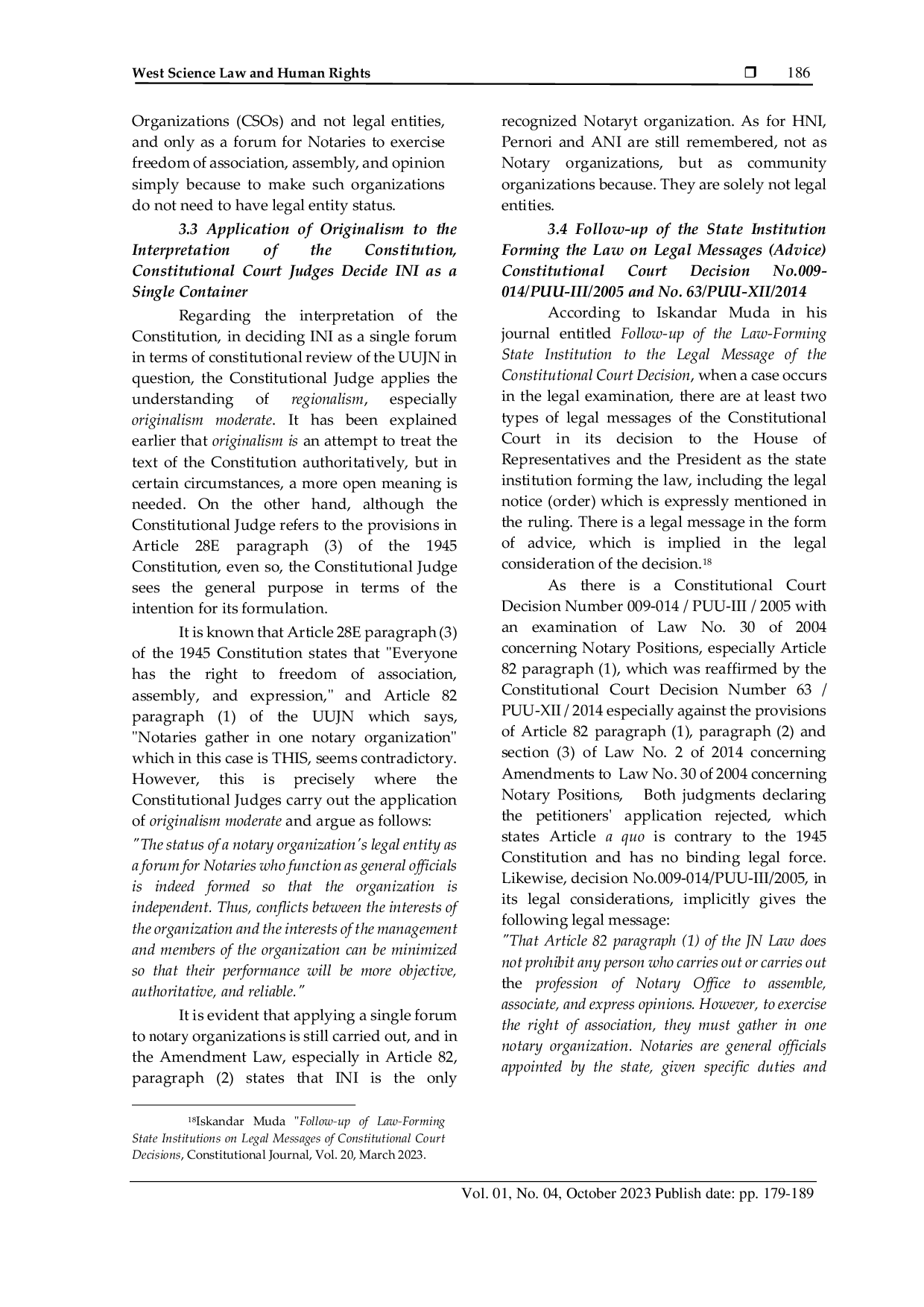 JURIS Constitutionality of Freedom of Association Notary Organization in Indonesia