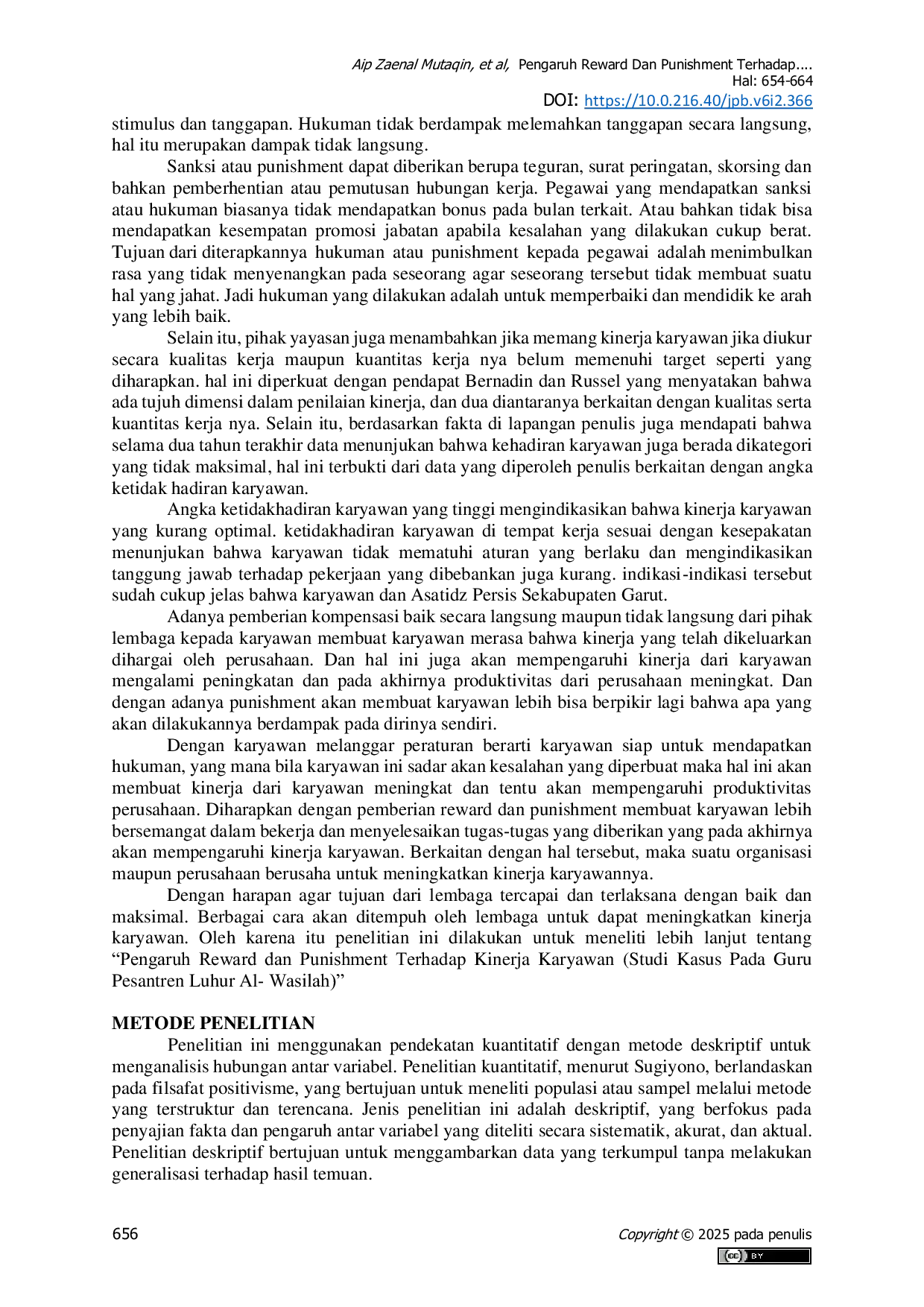 JURIS Pengaruh Reward Dan Punishment Terhadap Kinerja Karyawan