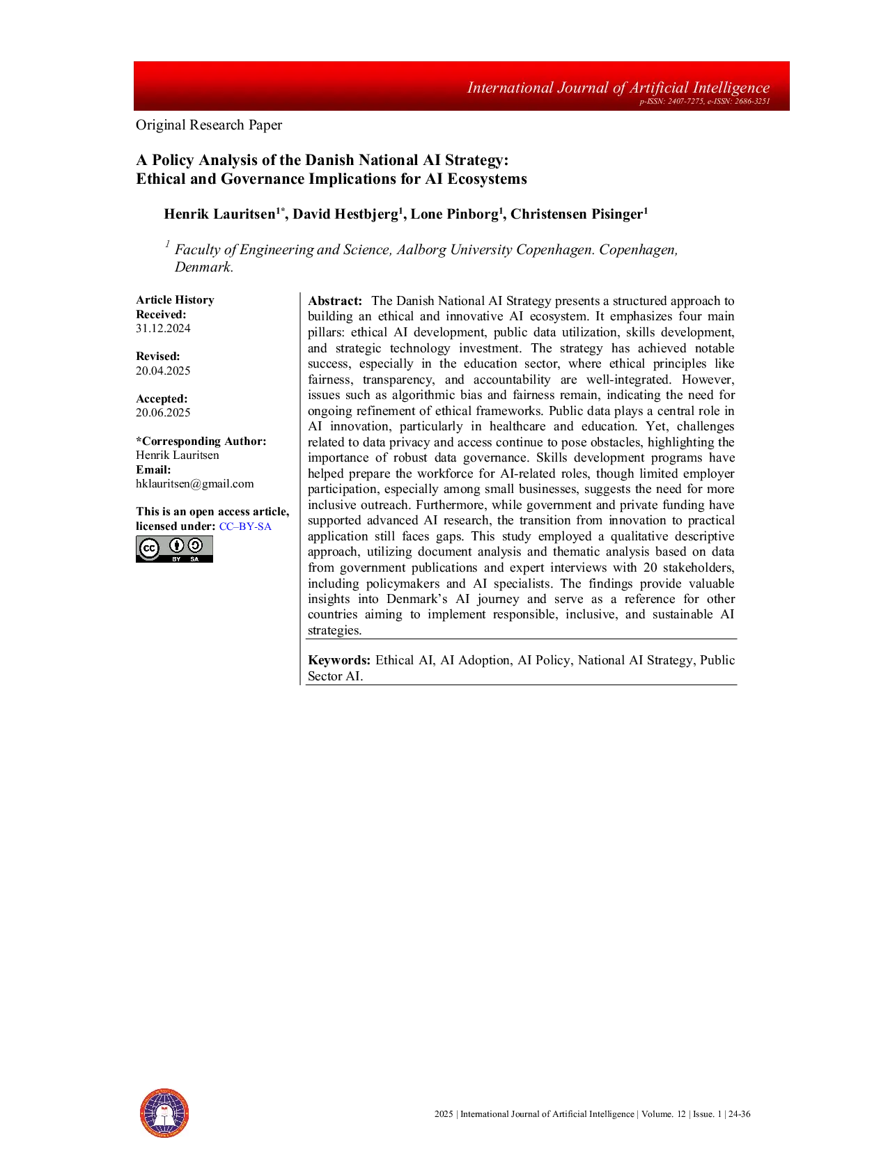 JURIS A Policy Analysis of the Danish National AI Strategy Ethical and Governance Implications for AI Ecosystems