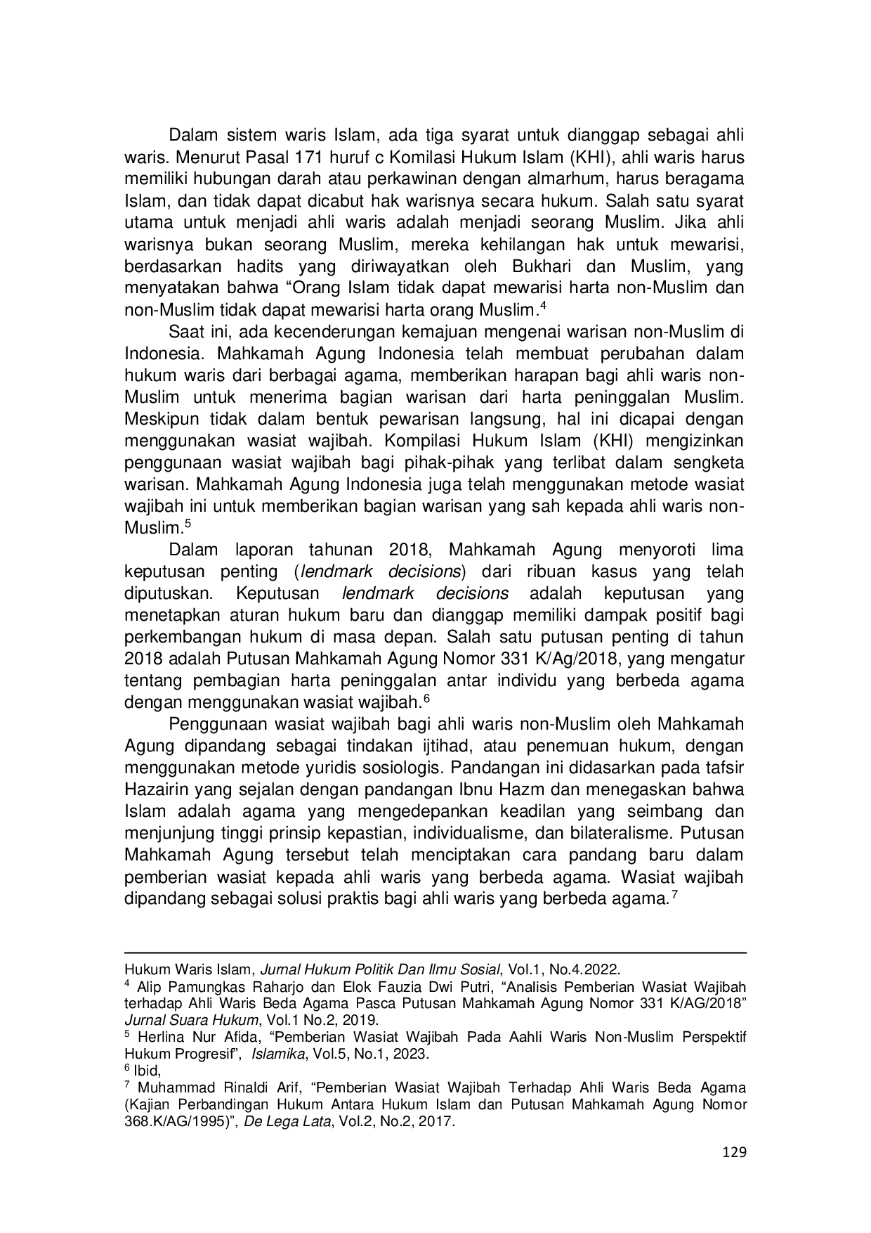 JURIS Kajian Yuridis Penerapan Wasiat Wajibah Kepada Ahli Waris Non Muslim Dalam Hukum Waris Di Indonesia