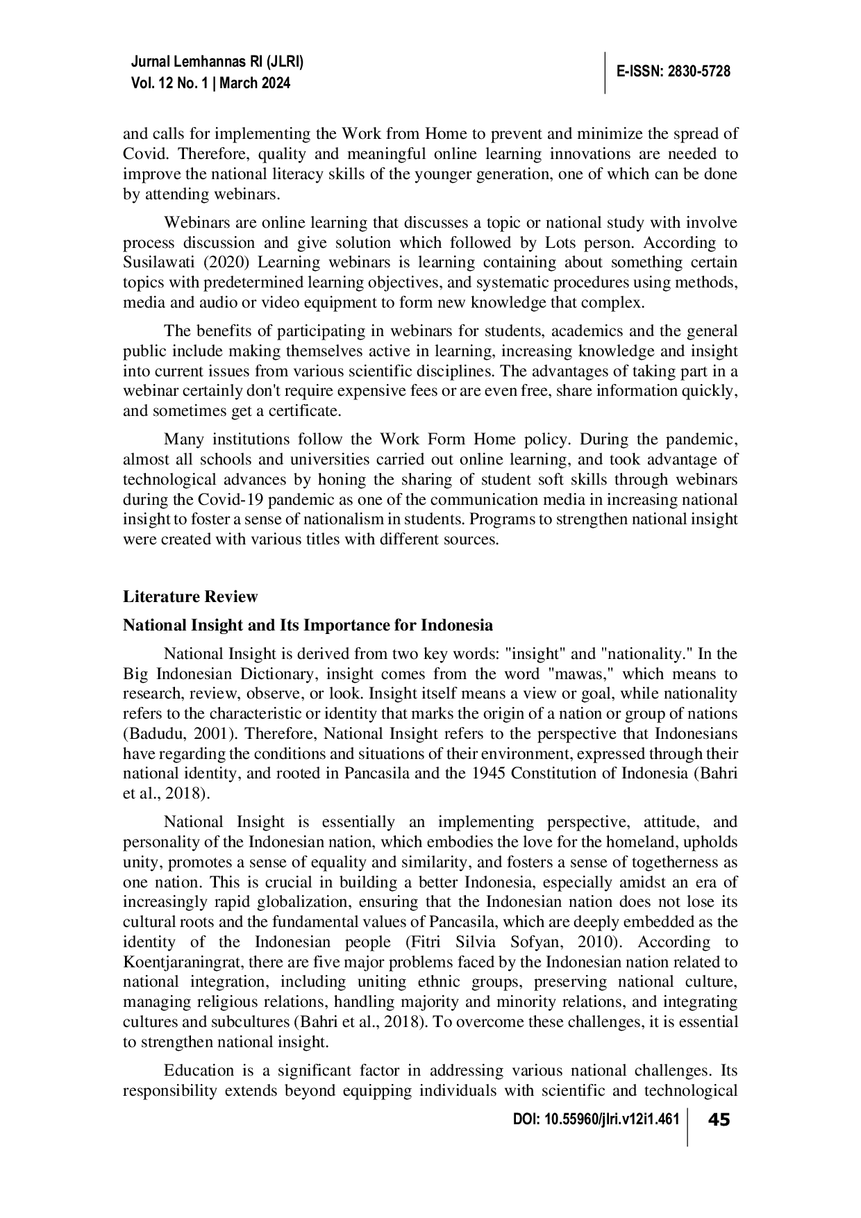 JURIS Enhancing National Insight in Youth Through Webinars During the Covid 19 Pandemic