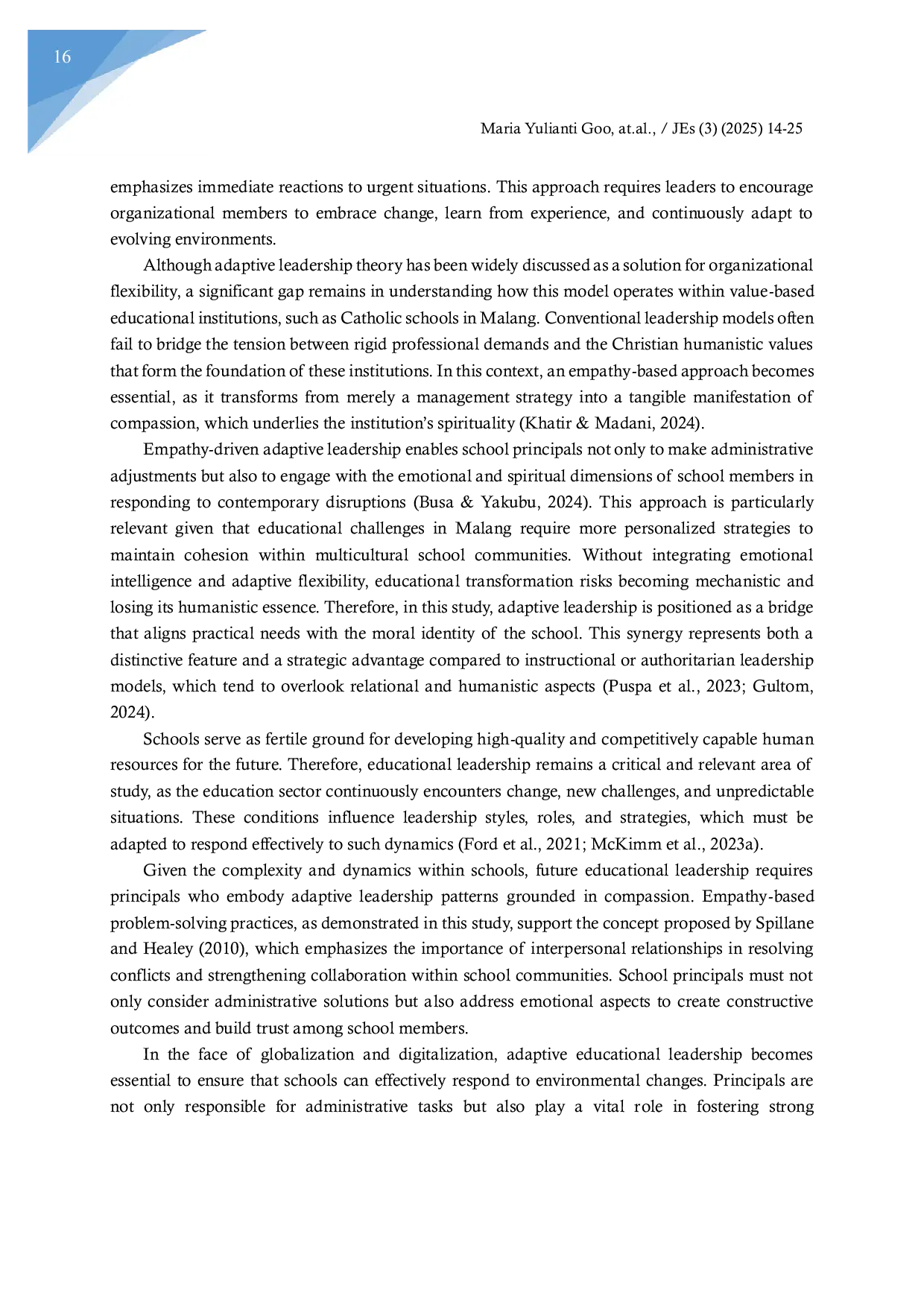 JURIS Adaptive Educational Leadership Transformation Addressing the Challenges of Modern Education Through Empathy