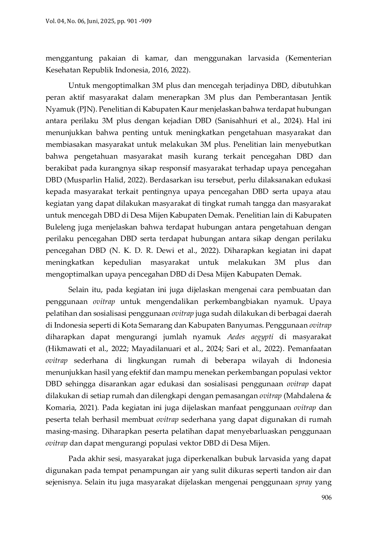 JURIS Upaya Pencegahan Demam Berdarah Dengue DBD pada Masyarakat Desa Mijen Kabupaten Demak