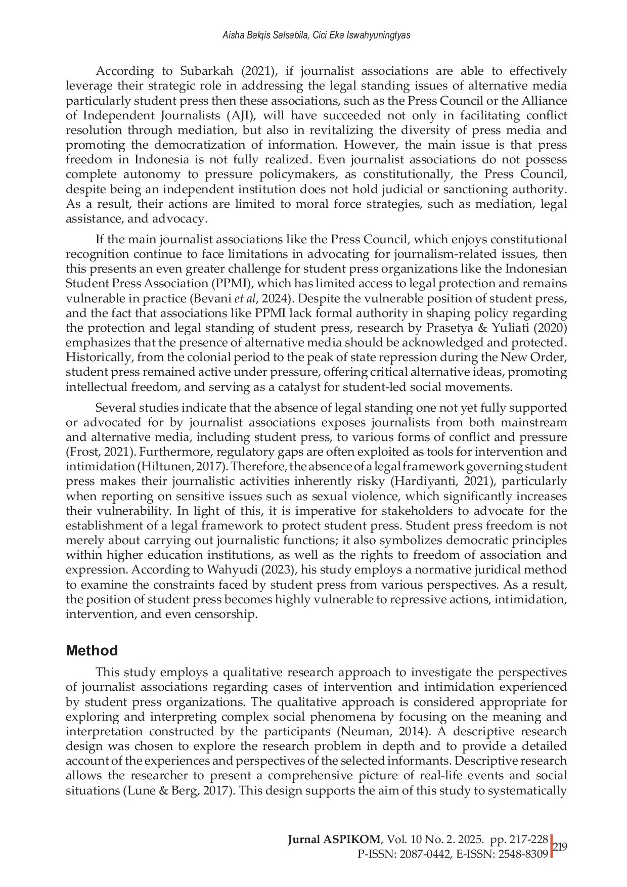 JURIS Journalist association perspective regarding of intervention and intimidation against student press