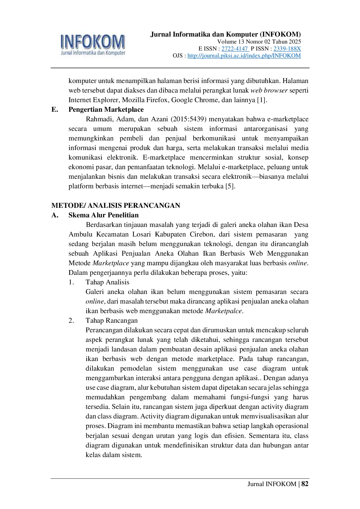 JURIS Aplikasi Penjualan Aneka Olahan Ikan Berbasis Web Menggunakan Metode Marketplace